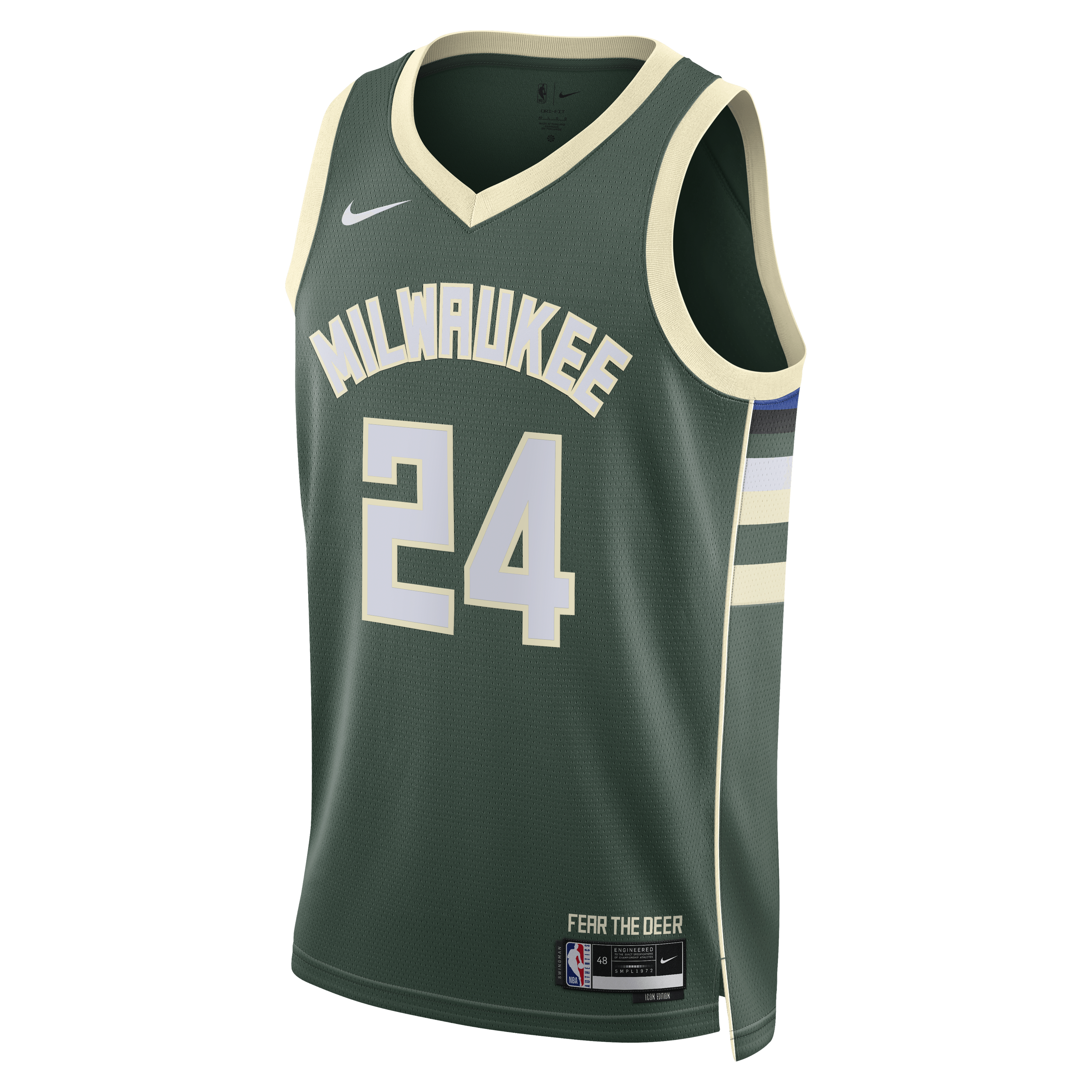 Milwaukee Bucks Nike Icon Edition Swingman Jersey - Hunter Green - Jaime Jaquez Jr. - Unisex NBA Team Jersey Basketball Fan Apparel
