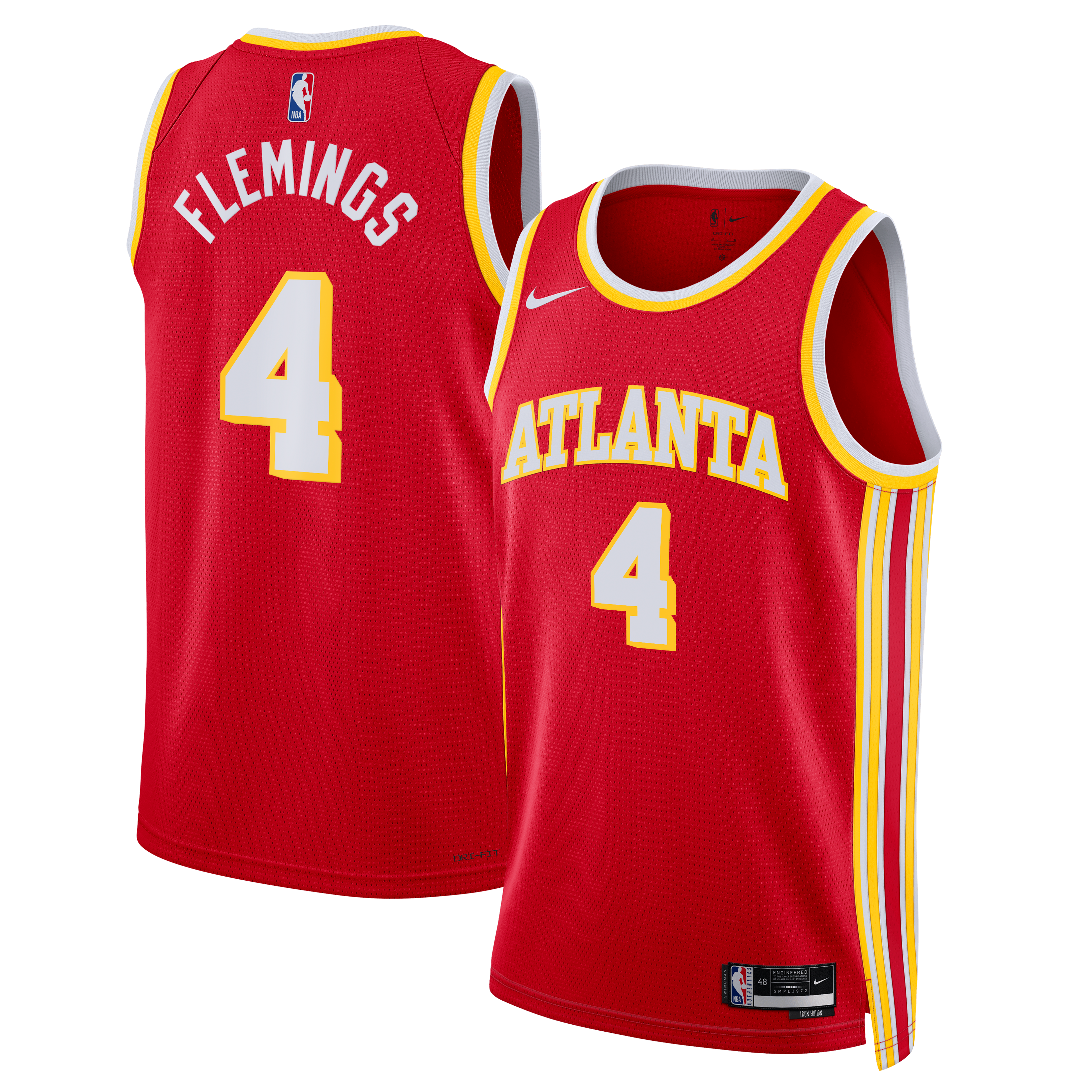 Atlanta Hawks Nike Icon Swingman Jersey - Red - Kingston Flemings - Unisex NBA Team Jersey Basketball Fan Apparel