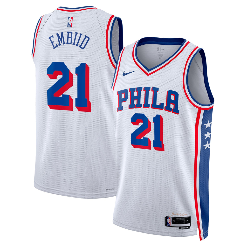 Philadelphia 76ers Nike Association Edition Swingman Jersey - White - Joel Embiid - Unisex NBA Team Jersey Basketball Fan Apparel