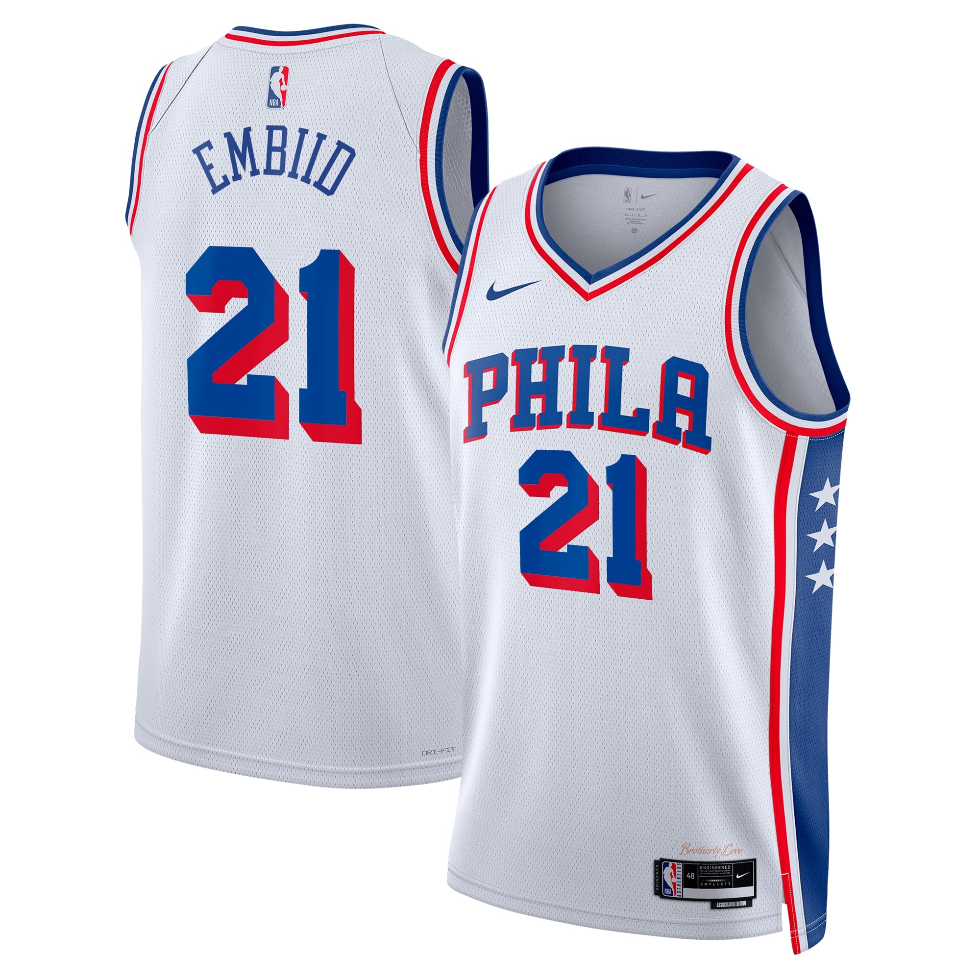 Philadelphia 76ers Nike Association Edition Swingman Jersey - White - Joel Embiid - Unisex NBA Team Jersey Basketball Fan Apparel
