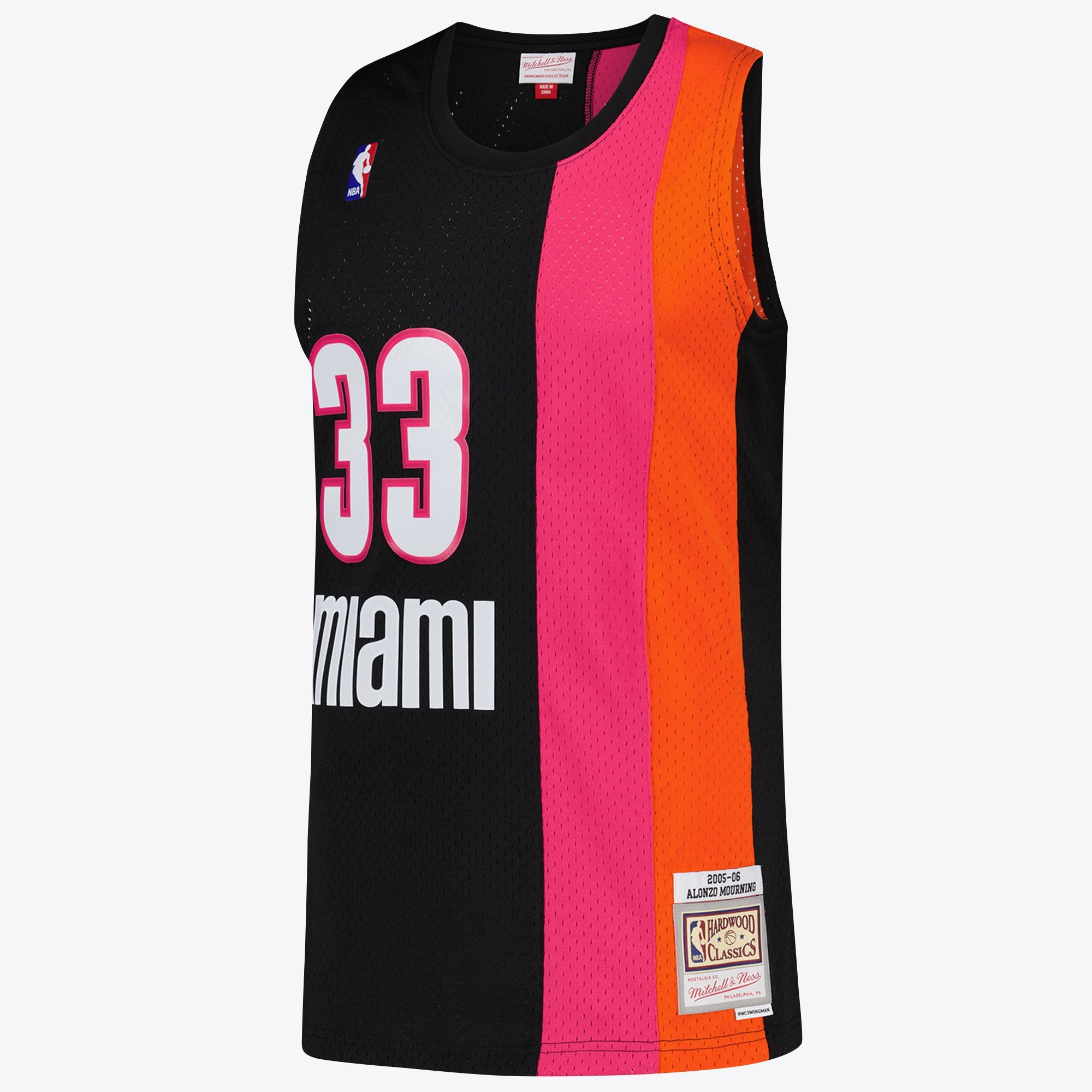 Miami Heat Mitchell & Ness NBA Alonzo Mourning Hardwood Classics Road Jersey - Men's NBA Team Jersey Basketball Fan Apparel