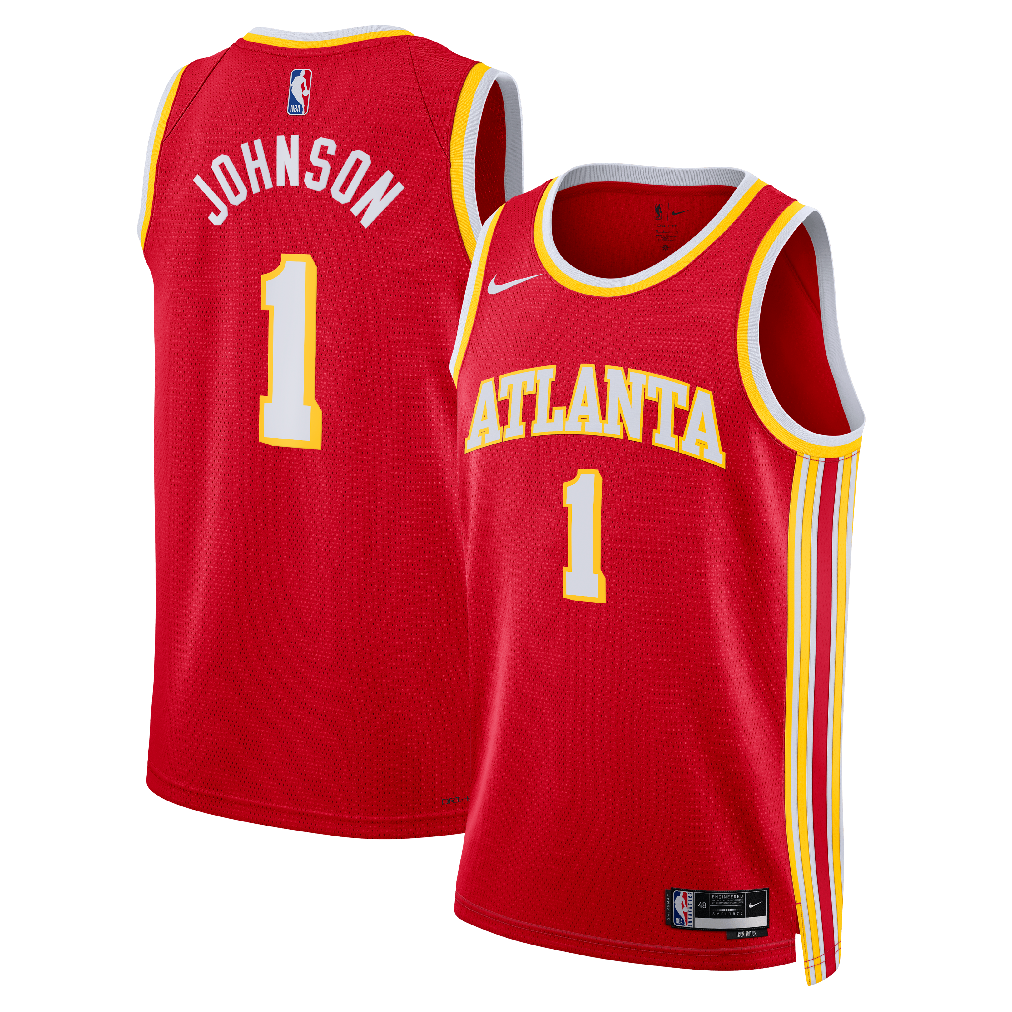 Atlanta Hawks Nike Icon Edition Swingman Jersey - Red - Jalen Johnson - Unisex NBA Team Jersey Basketball Fan Apparel