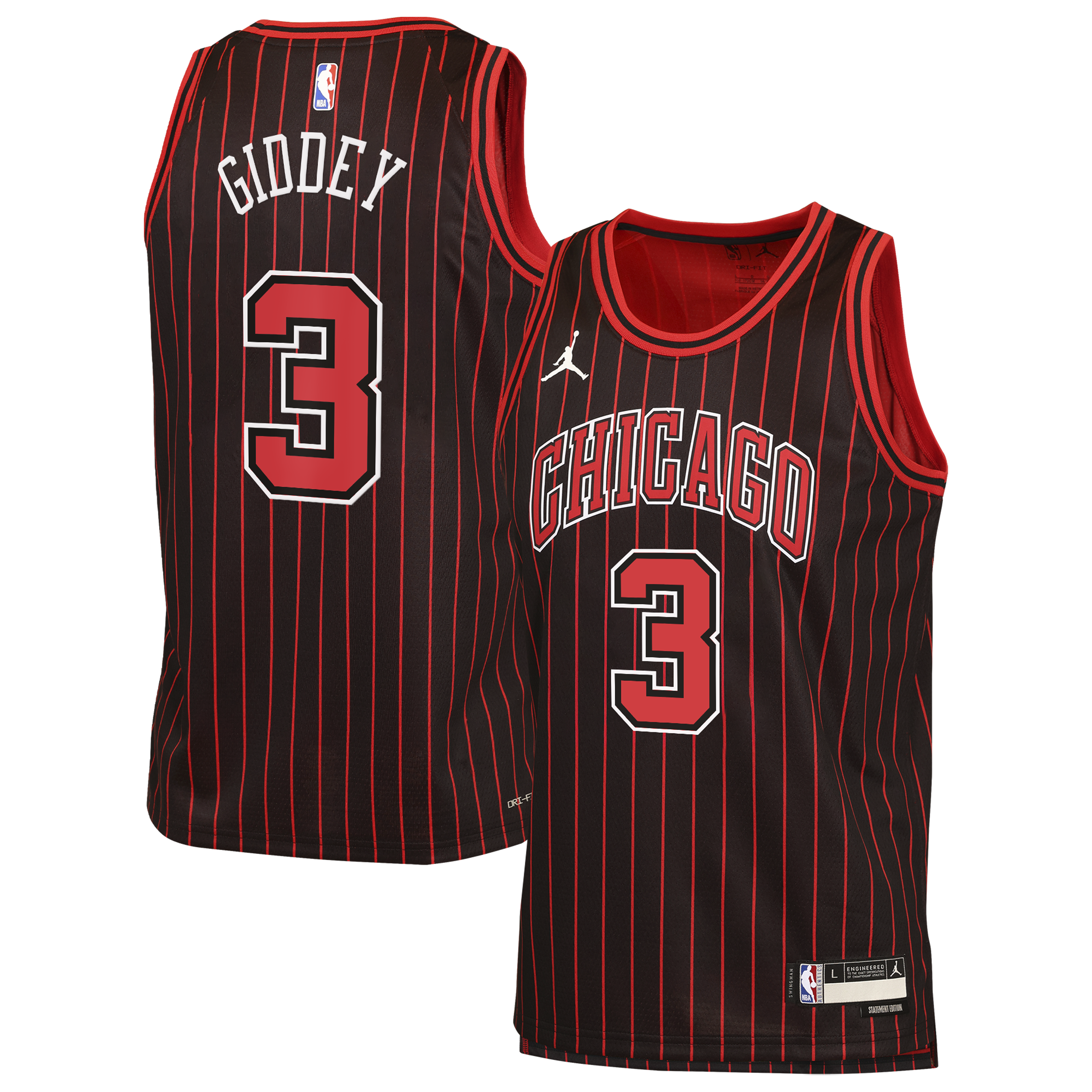 Chicago Bulls Jordan Brand Statement Edition Jersey - Black - Josh Giddey - Youth NBA Team Jersey Basketball Fan Apparel