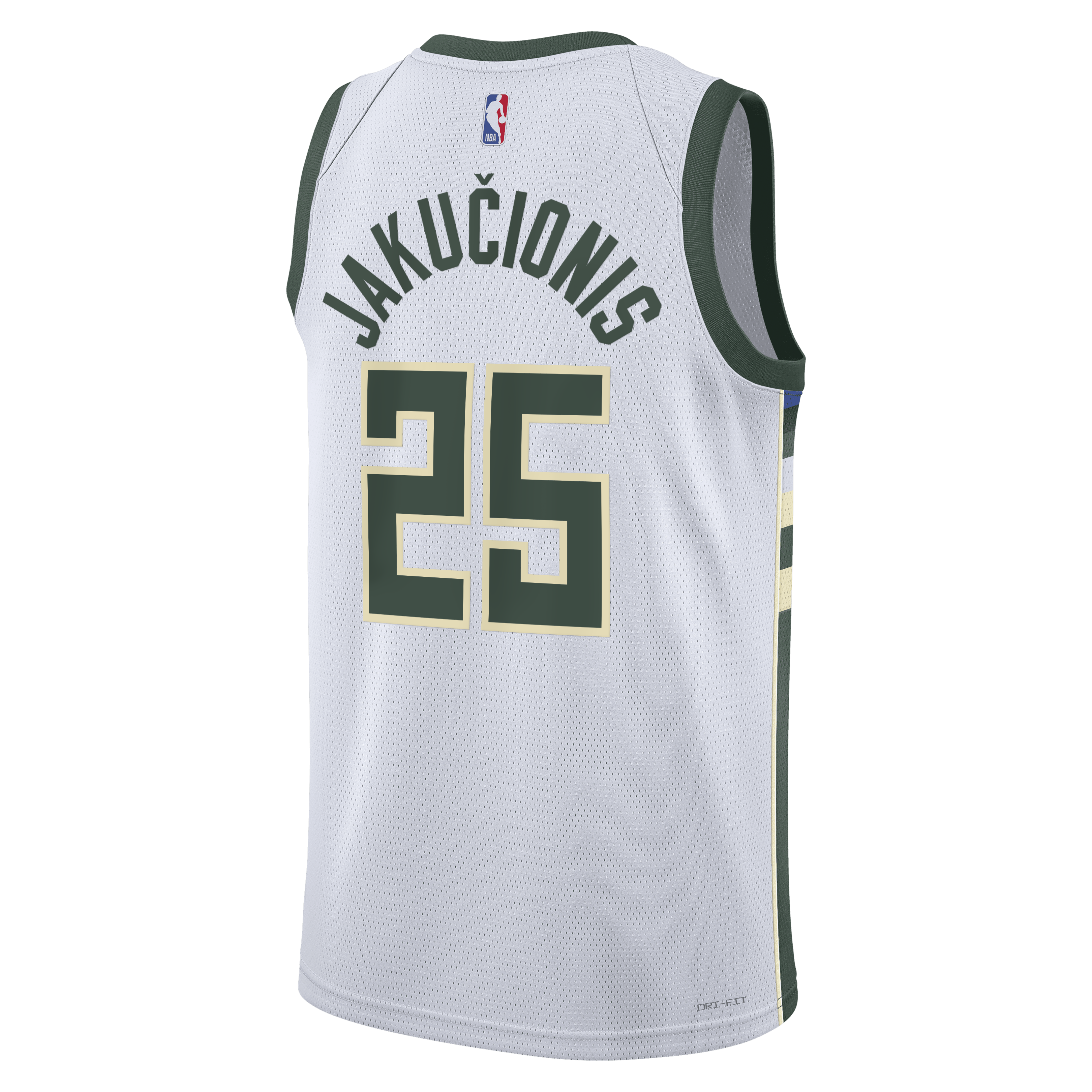 Milwaukee Bucks Nike Association Edition Swingman Jersey - White - Kasparas Jakučionis - Unisex NBA Team Jersey Basketball Fan Apparel