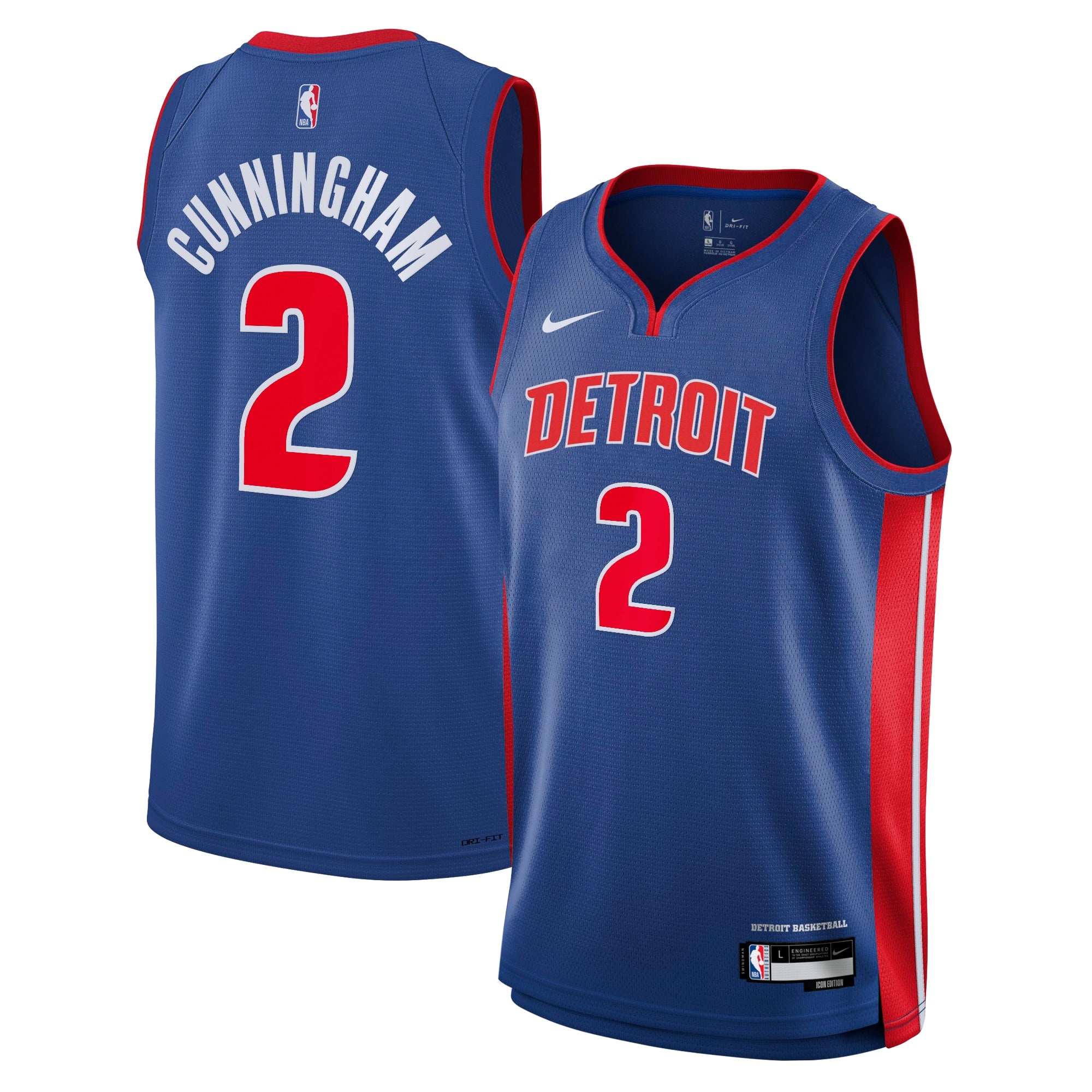 Detroit Pistons Nike Icon Swingman Jersey - Blue - Cade Cunningham - Youth NBA Team Jersey Basketball Fan Apparel