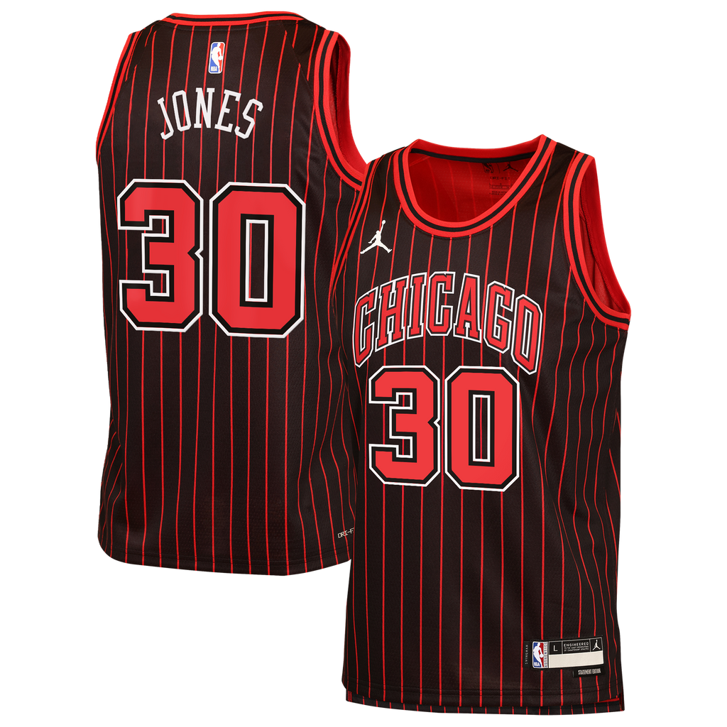 Chicago Bulls Jordan Brand Statement Edition Jersey - Black - Tre Jones - Youth NBA Team Jersey Basketball Fan Apparel