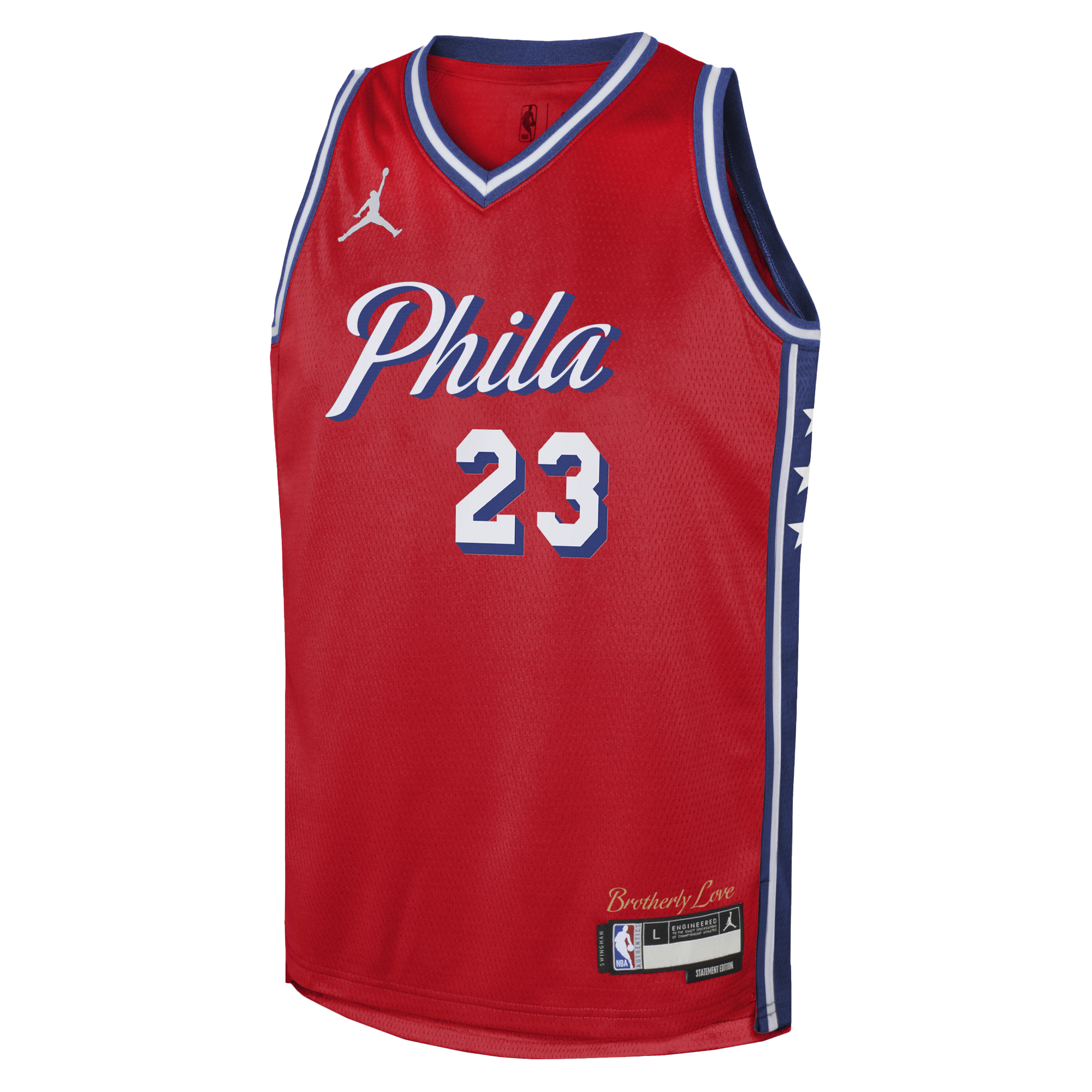 Philadelphia 76ers Jordan Brand Statement Edition Swingman Jersey - Red - LeBron James - Youth NBA Team Jersey Basketball Fan Apparel