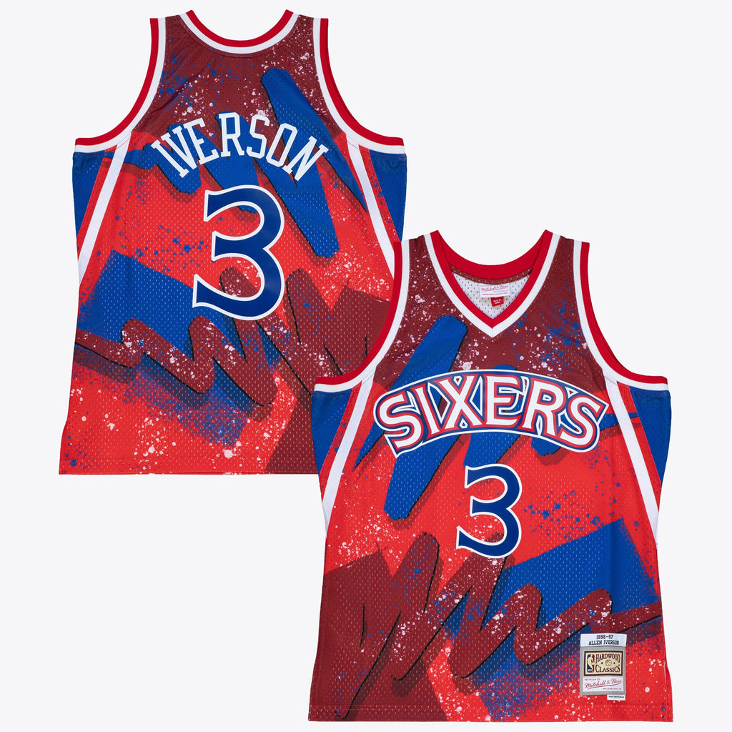 Philadelphia 76ers Mitchell & Ness Allen Iverson 1996 Hyper Hoops Swingman Jersey - Scarlet NBA Team Jersey Basketball Fan Apparel