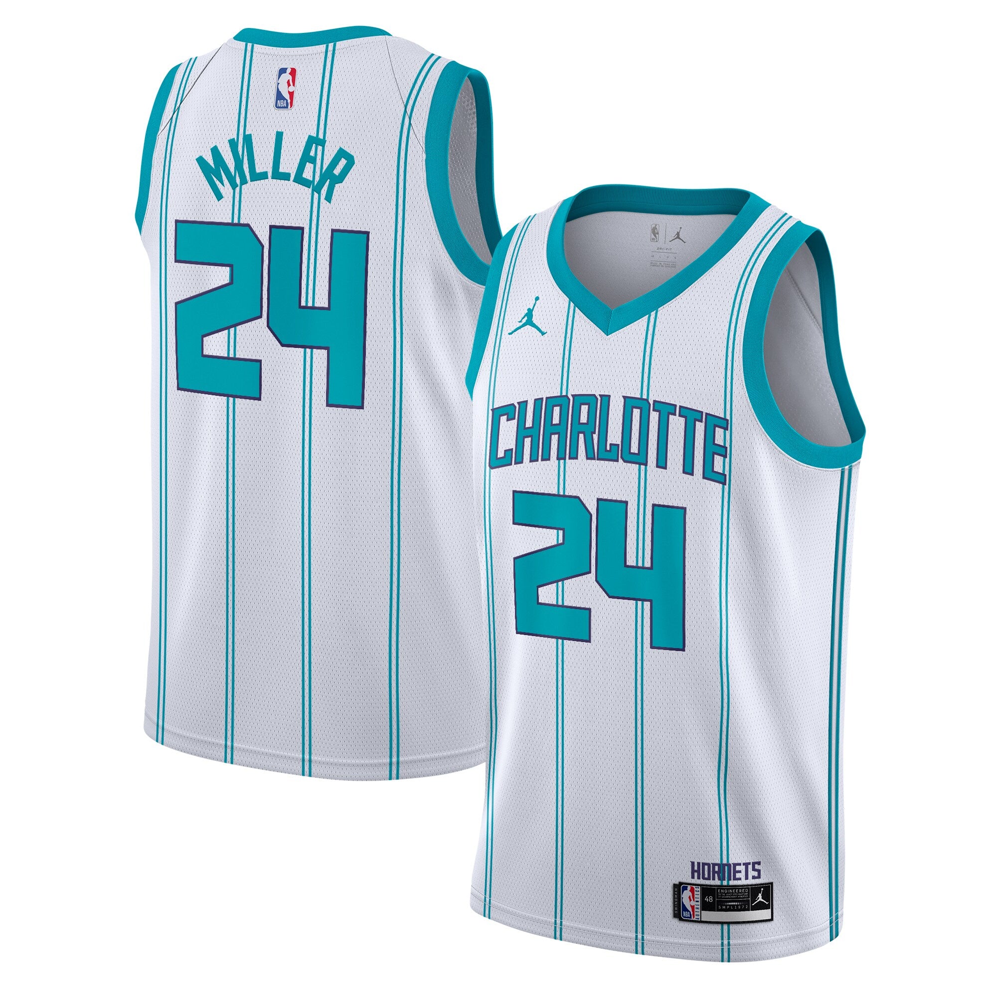 Charlotte Hornets Jordan Brand Association Edition Swingman Jersey - White - Brandon Miller - Youth NBA Team Jersey Basketball Fan Apparel