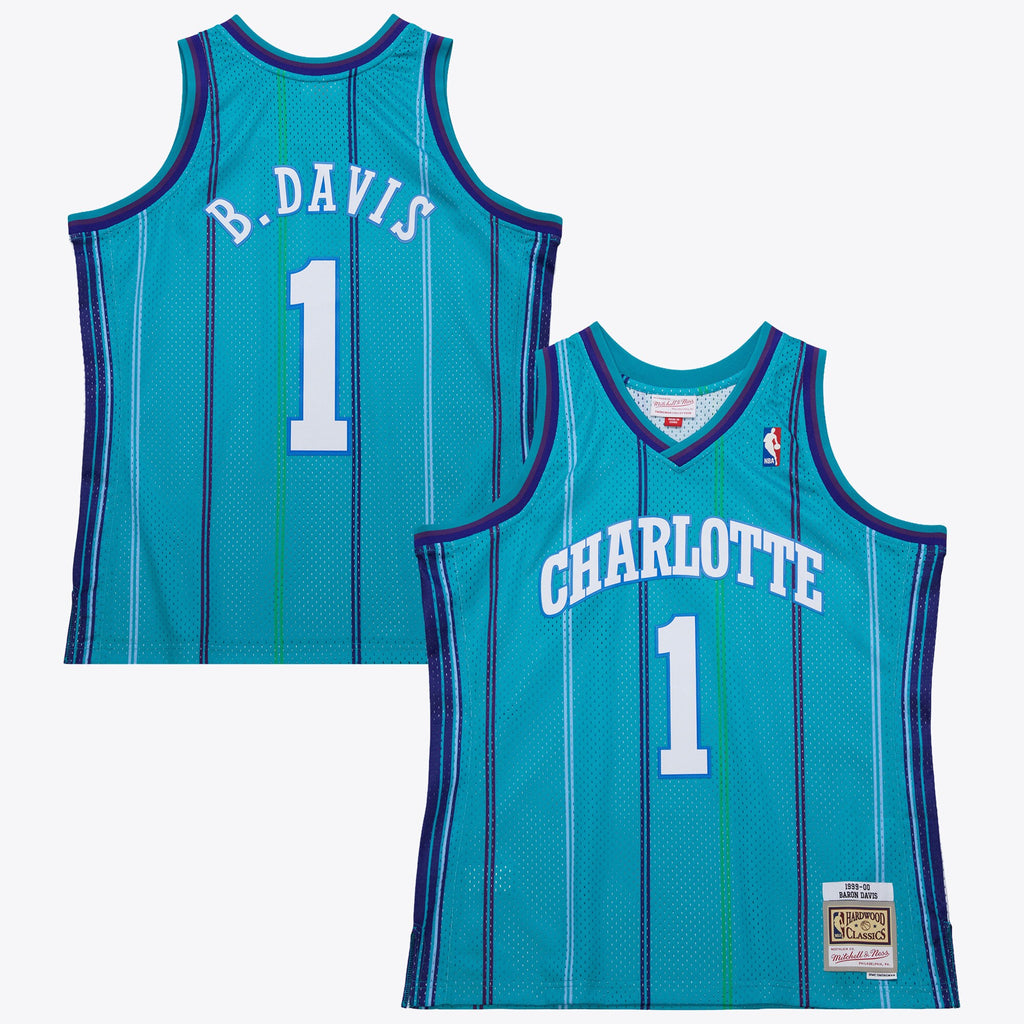 Charlotte Hornets Mitchell & Ness Baron Davis 1999 Swingman Road Authentic Jersey - Teal NBA Team Jersey Basketball Fan Apparel