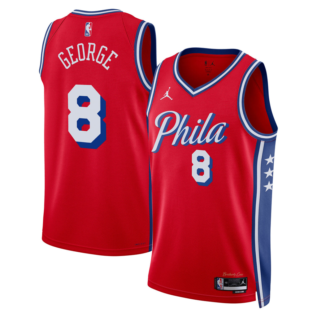 Philadelphia 76ers Jordan Brand Statement Edition Swingman Jersey - Red - Paul George - Unisex NBA Team Jersey Basketball Fan Apparel