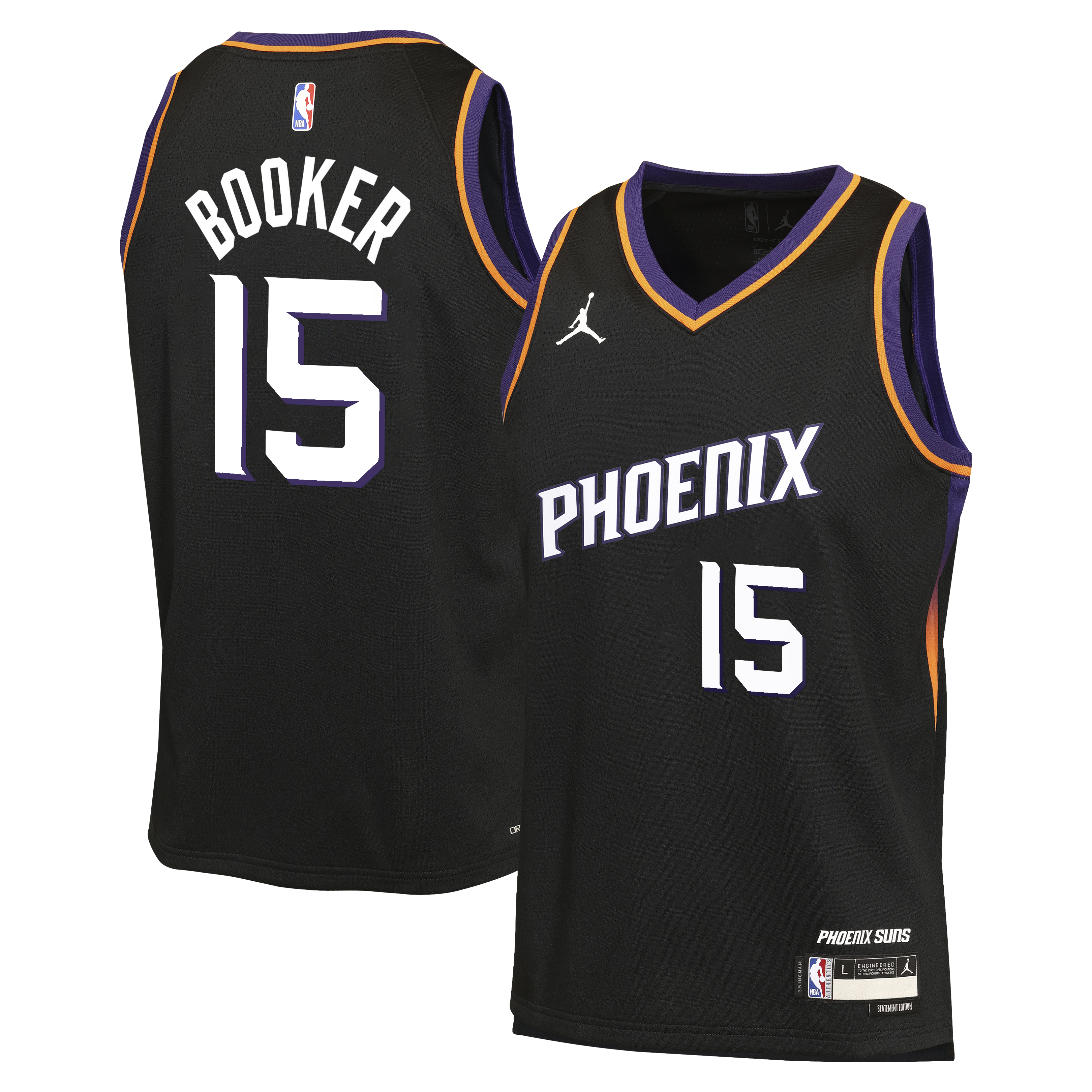 Phoenix Suns Jordan Brand Statement Edition Jersey - Black - Devin Booker - Youth NBA Team Jersey Basketball Fan Apparel