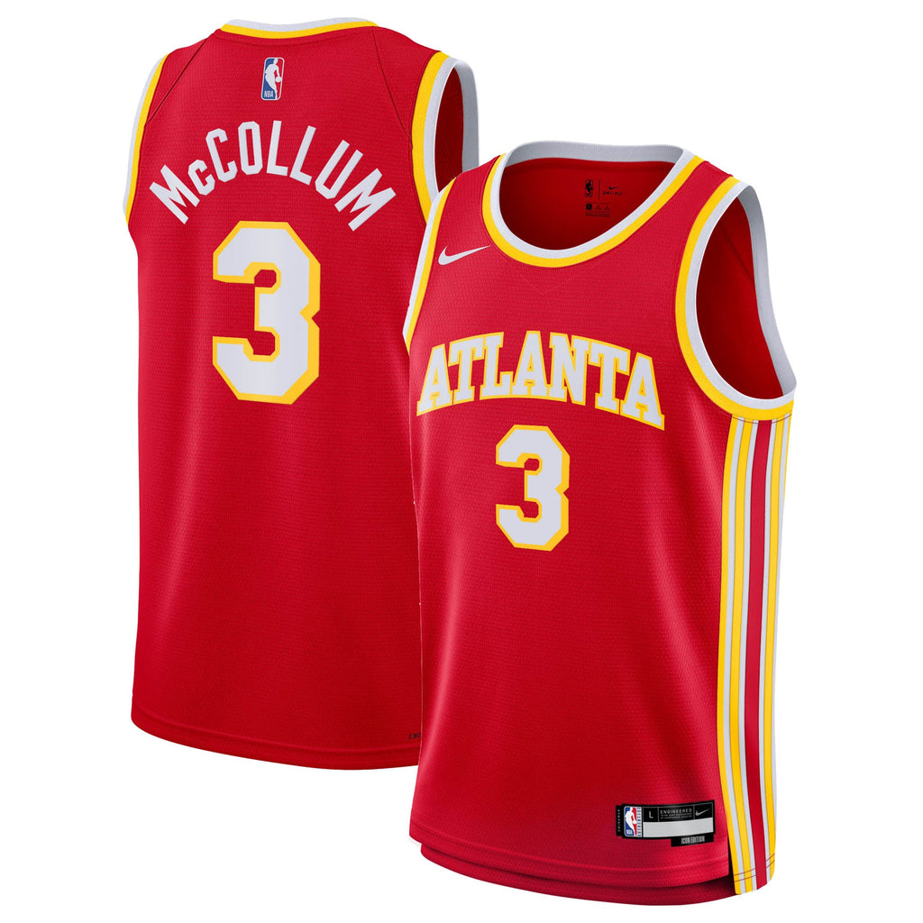Atlanta Hawks Nike Icon Edition Swingman Jersey - Red - CJ McCollum - Youth NBA Team Jersey Basketball Fan Apparel