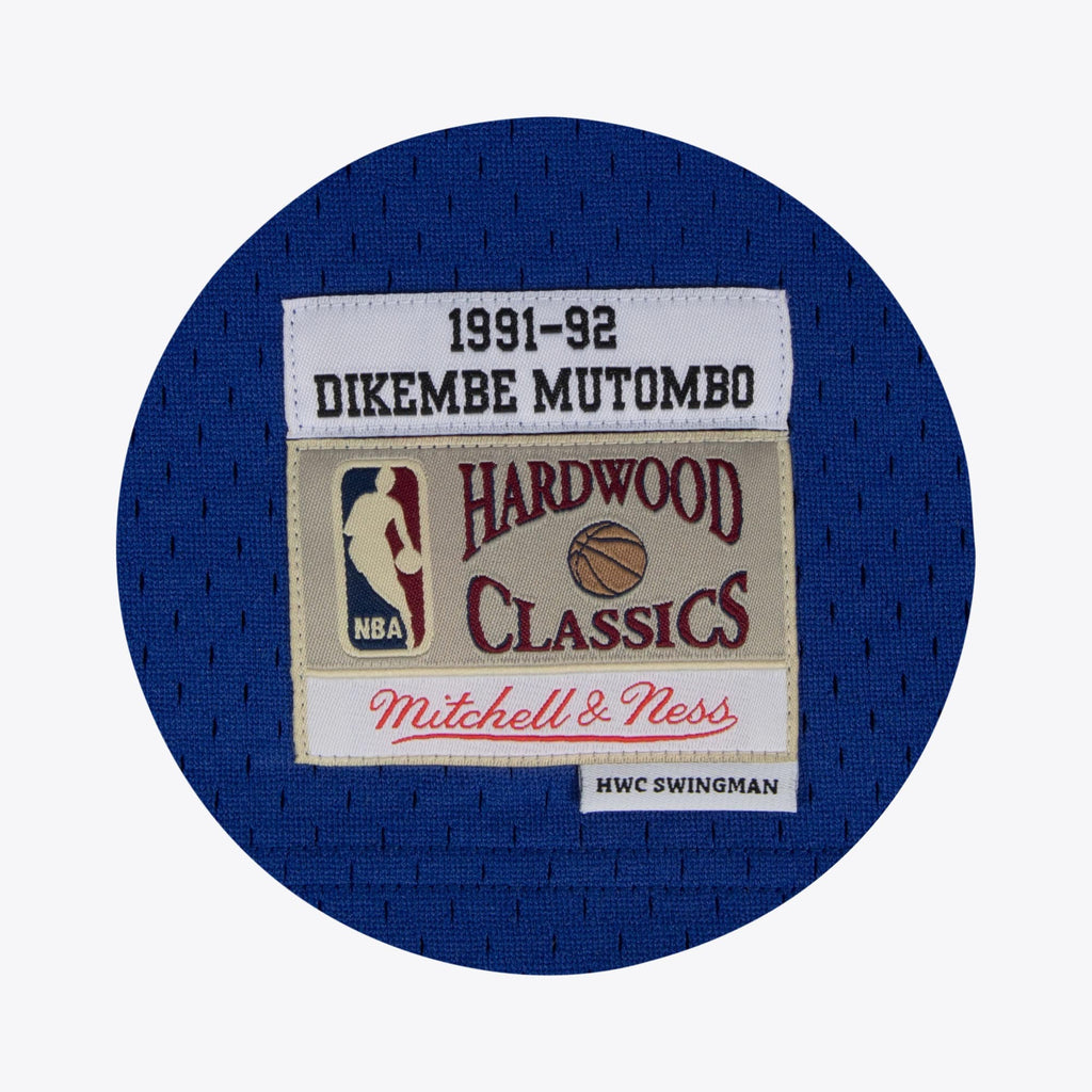 Denver Nuggets Mitchell & Ness Dikembe Mutombo 1991 Hardwood Classics Home Swingman Jersey - White - Men's NBA Team Jersey Basketball Fan Apparel