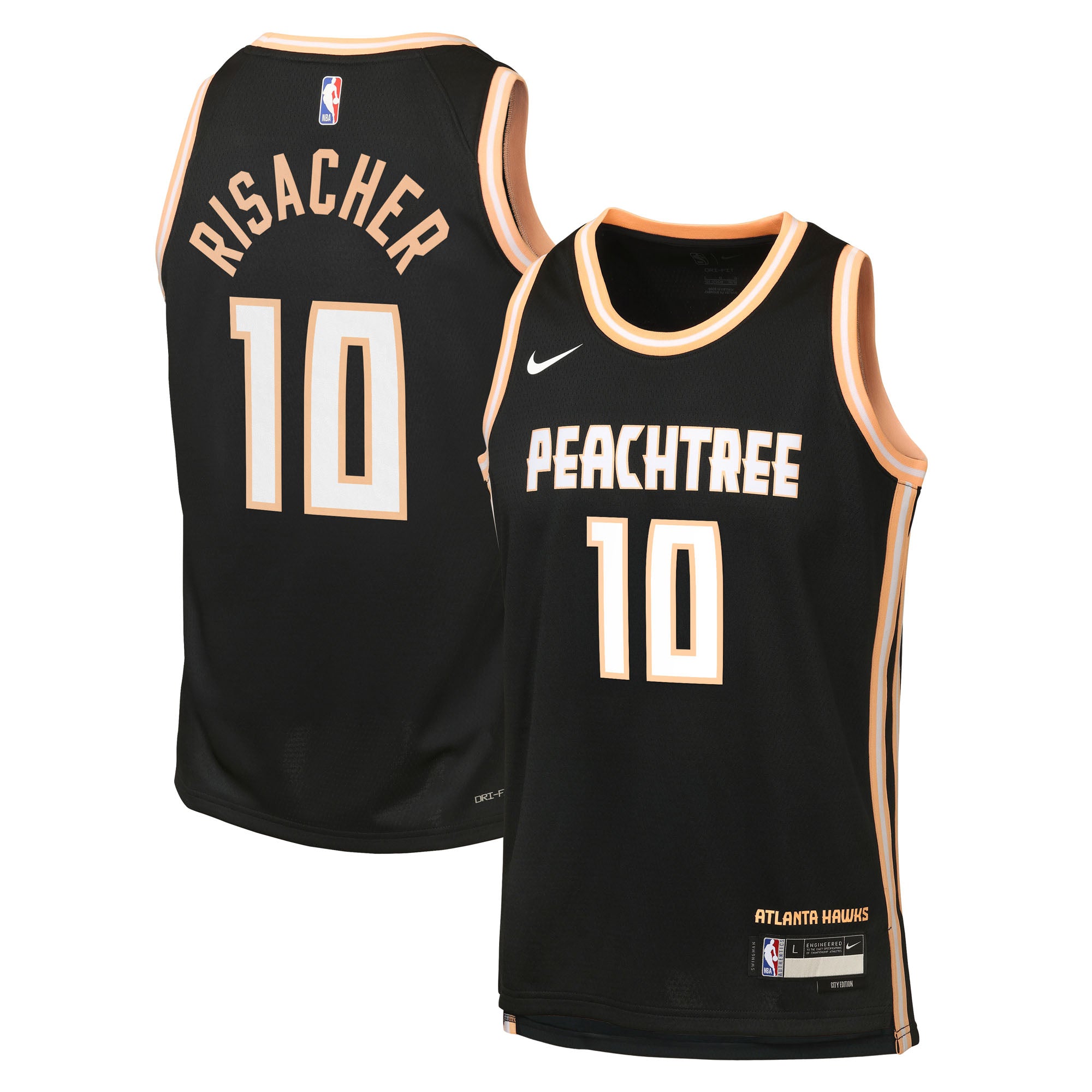 Atlanta Hawks Nike 2025/26 City Edition Swingman Jersey - Black - Zaccharie Risacher - Youth NBA Team Jersey Basketball Fan Apparel
