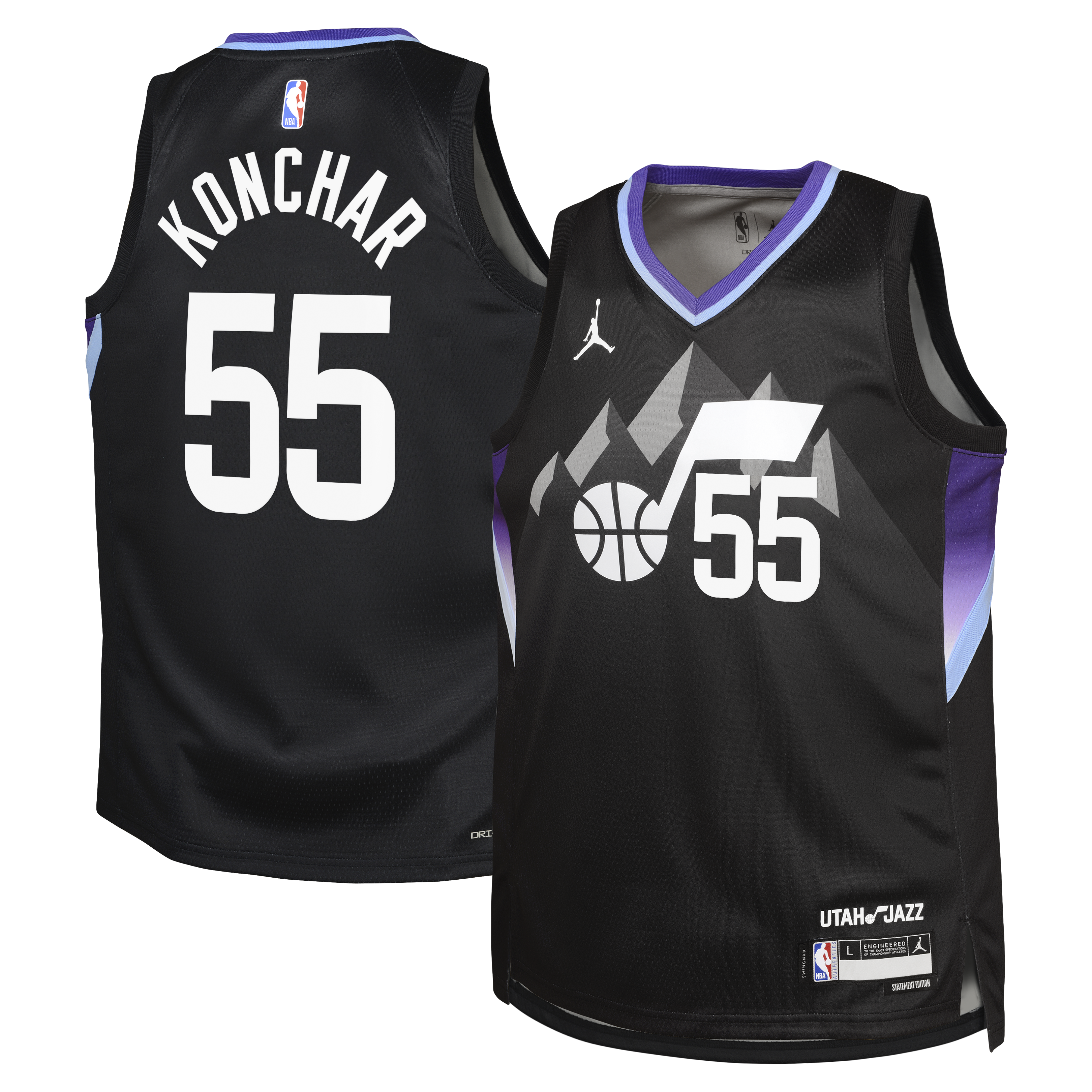 Utah Jazz Jordan Brand Statement Edition Swingman Jersey - Black - John Konchar - Youth NBA Team Jersey Basketball Fan Apparel