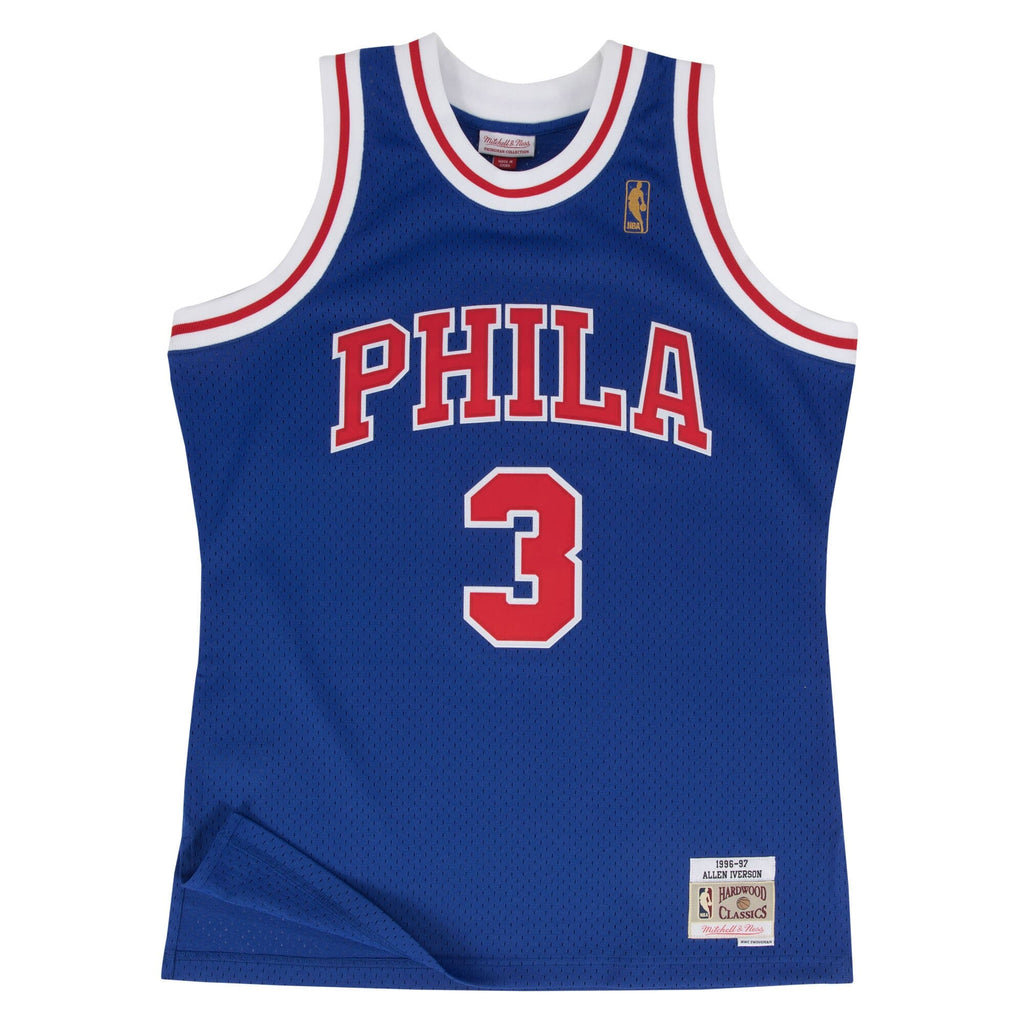 Philadelphia 76ers Mitchell & Ness Allen Iverson 1997 Hardwood Classics Alternate Swingman Jersey - Blue - Men's NBA Team Jersey Basketball Fan Appare