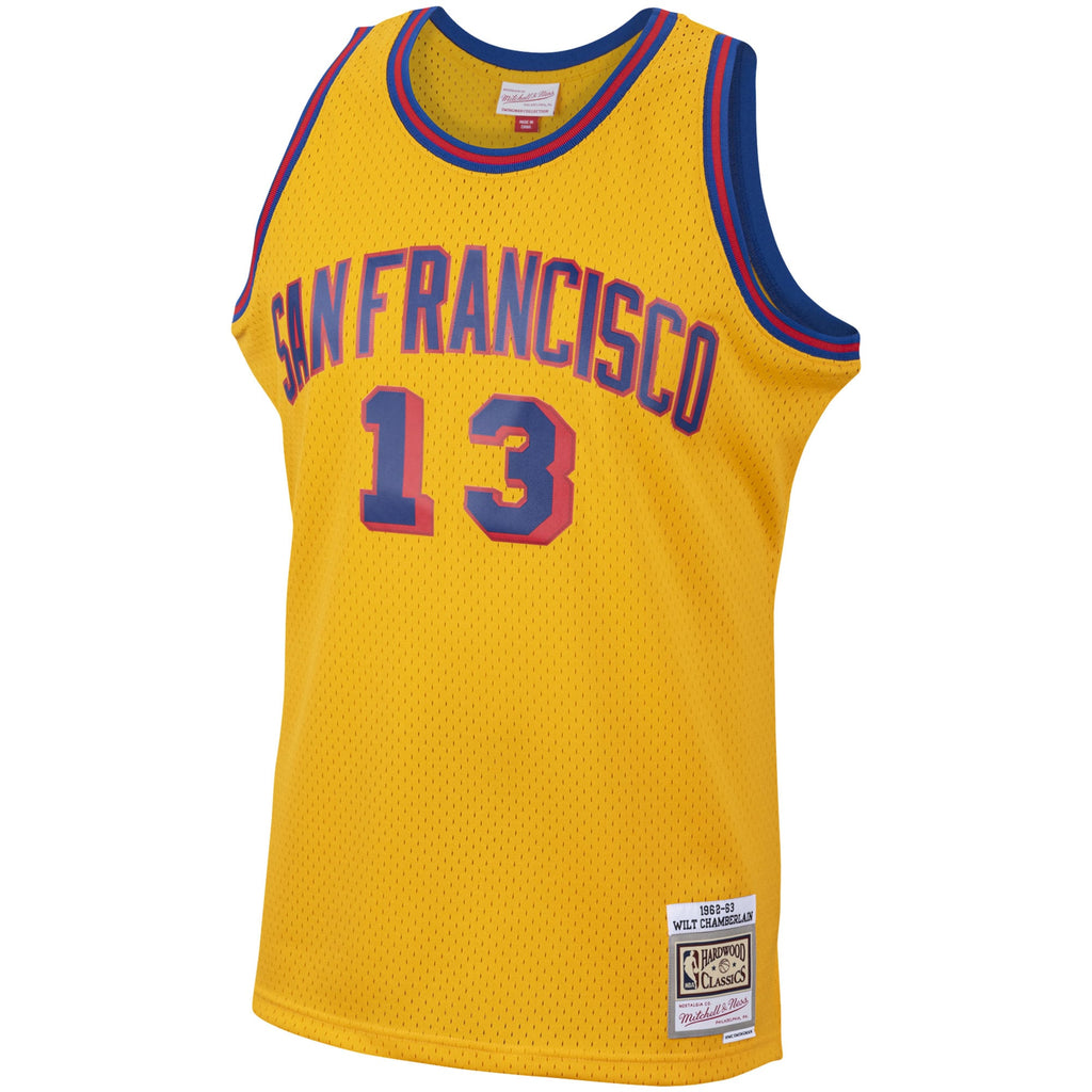 San Francisco Warriors Mitchell & Ness Wilt Chamberlain 1962-63 Hardwood Classics Swingman Jersey - Gold - Men's NBA Team Jersey Basketball Fan Appare