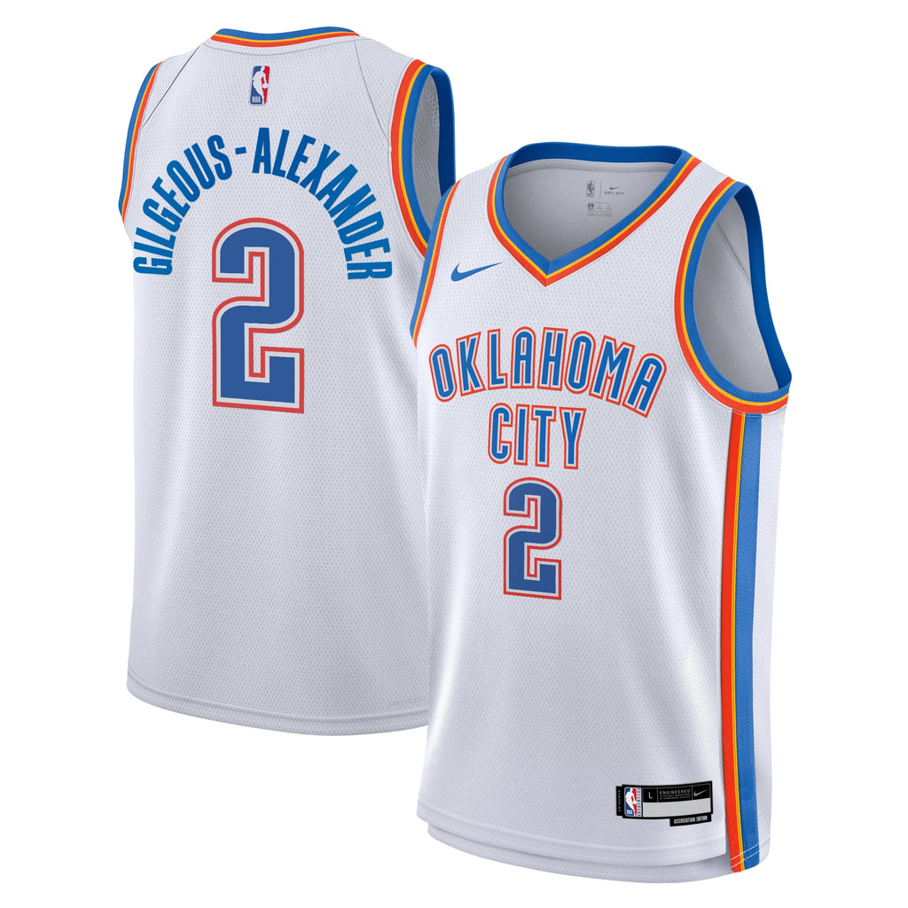 Oklahoma City Thunder Nike Association Edition Swingman Jersey - White - Shai Gilgeous-Alexander - Youth NBA Team Jersey Basketball Fan Apparel