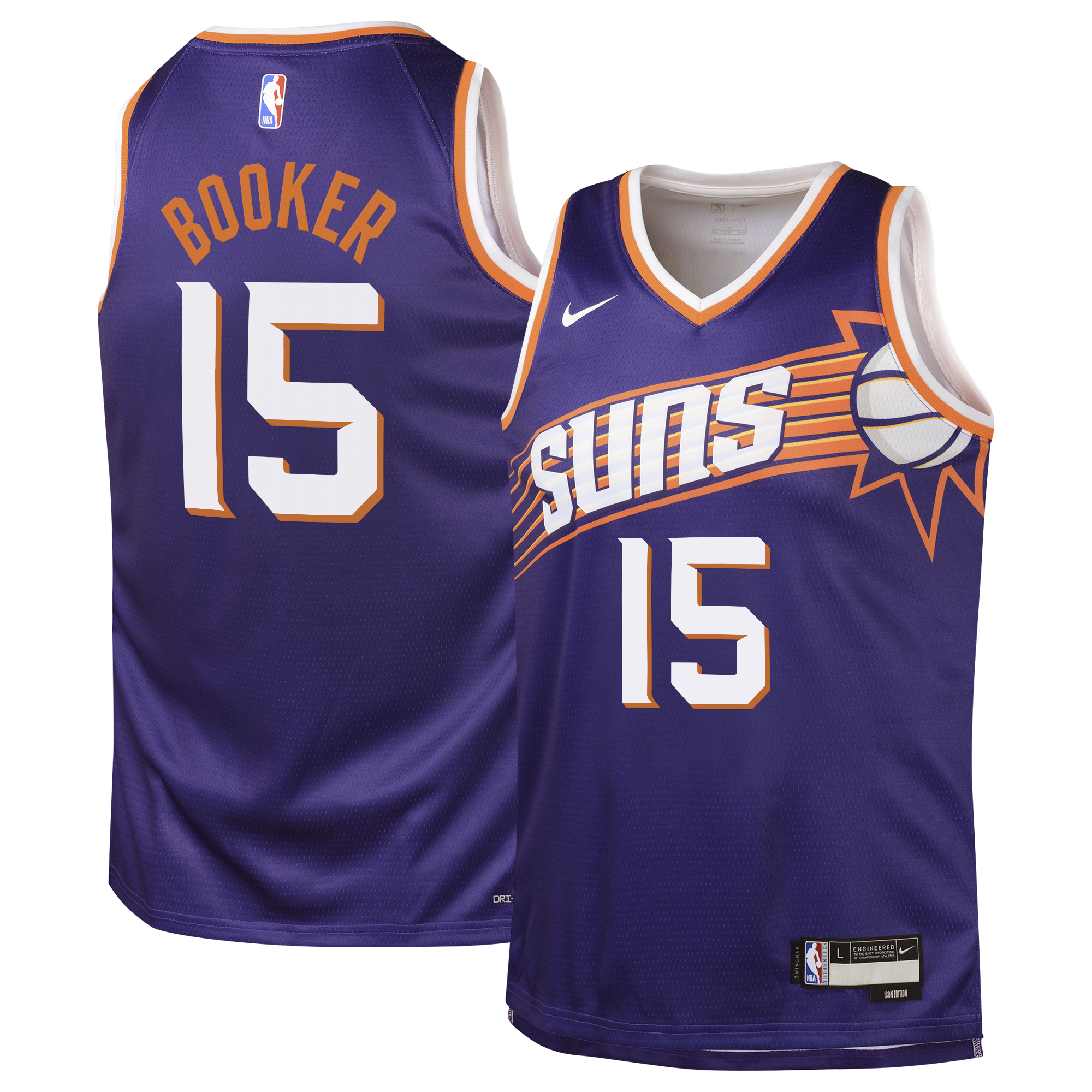 Phoenix Suns Nike Icon Edition Swingman Jersey - Purple - Devin Booker - Youth NBA Team Jersey Basketball Fan Apparel