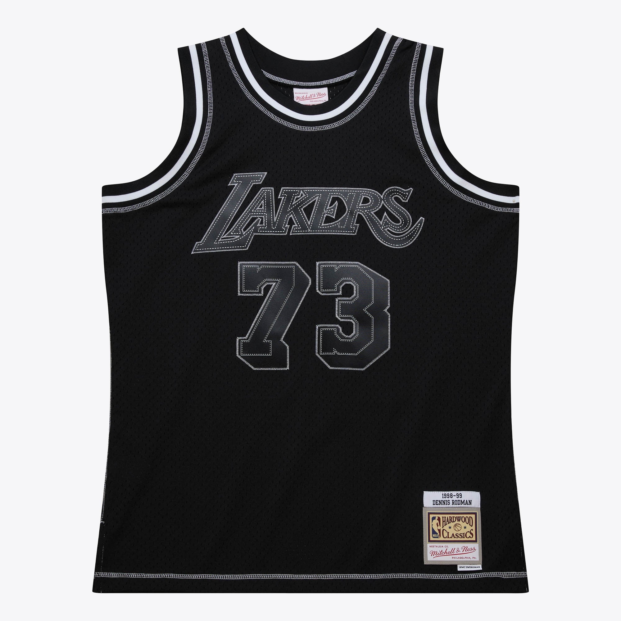 Los Angeles Lakers Mitchell & Ness Dennis Rodman 1998 Contrast 2K Swingman Jersey - Black NBA Team Jersey Basketball Fan Apparel