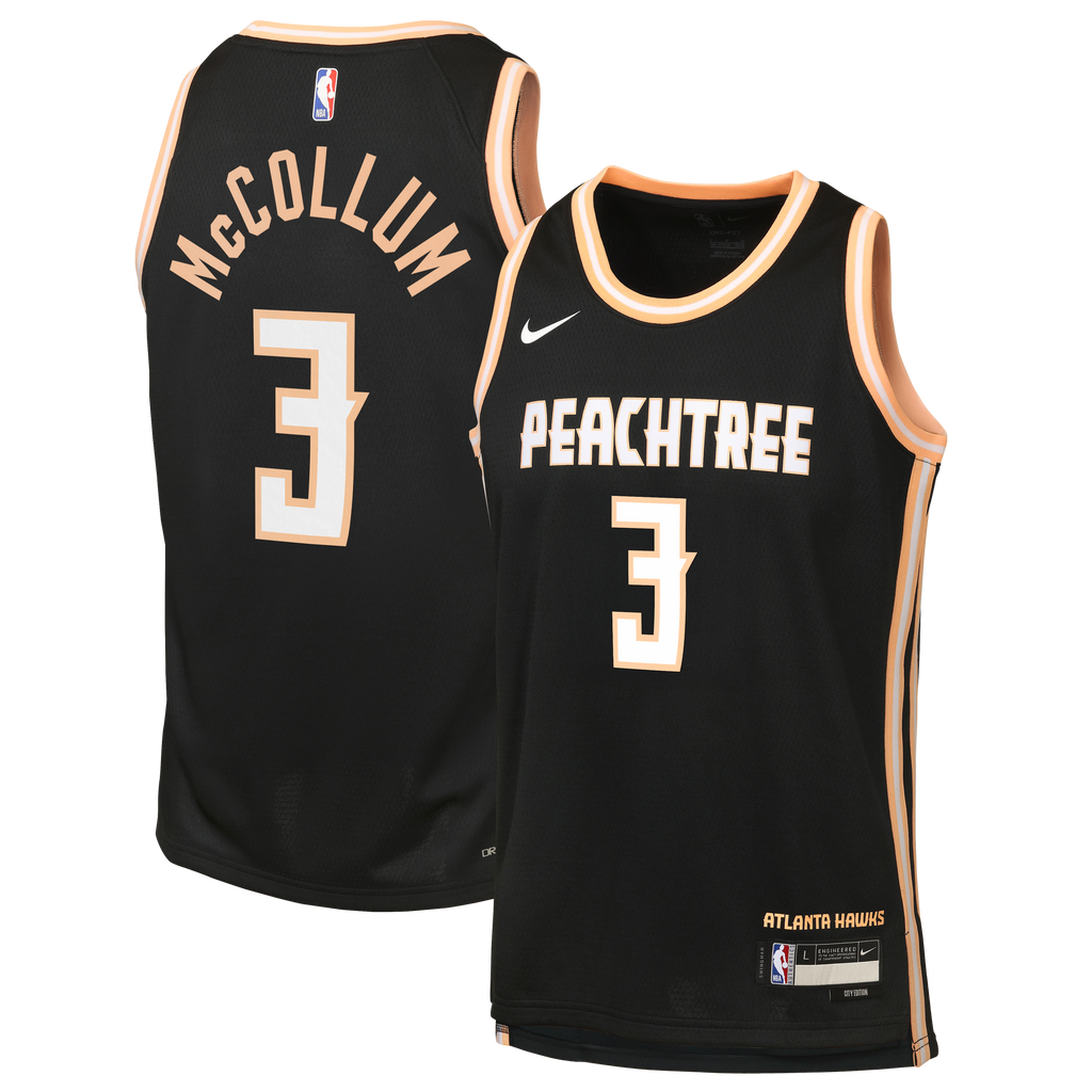 Nike Atlanta Hawks 2025/26 Nike City Edition Swingman Jersey - Black - CJ McCollum - Youth NBA Team Jersey Basketball Fan Apparel