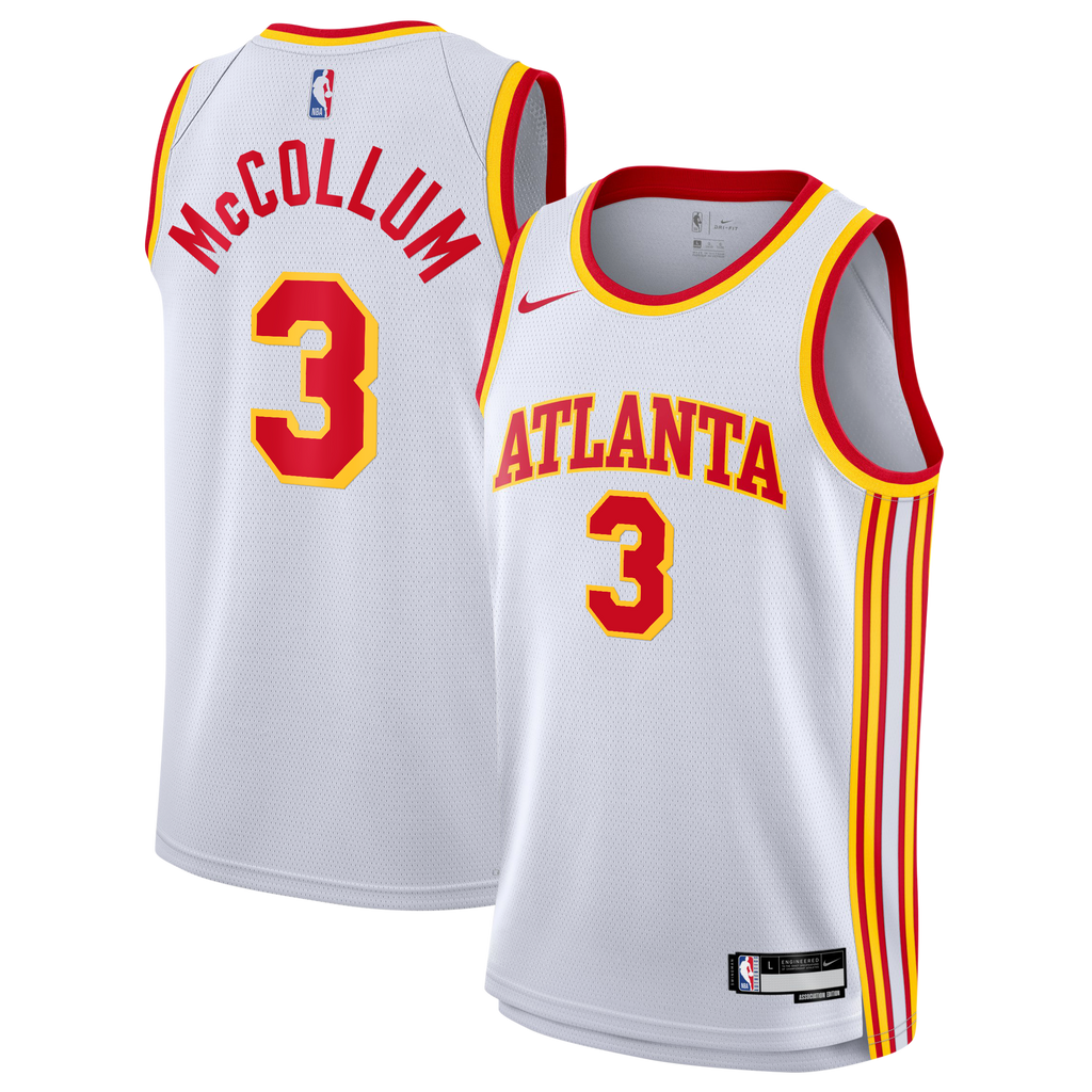 Atlanta Hawks Nike Association Edition Swingman Jersey - White - CJ McCollum - Youth NBA Team Jersey Basketball Fan Apparel