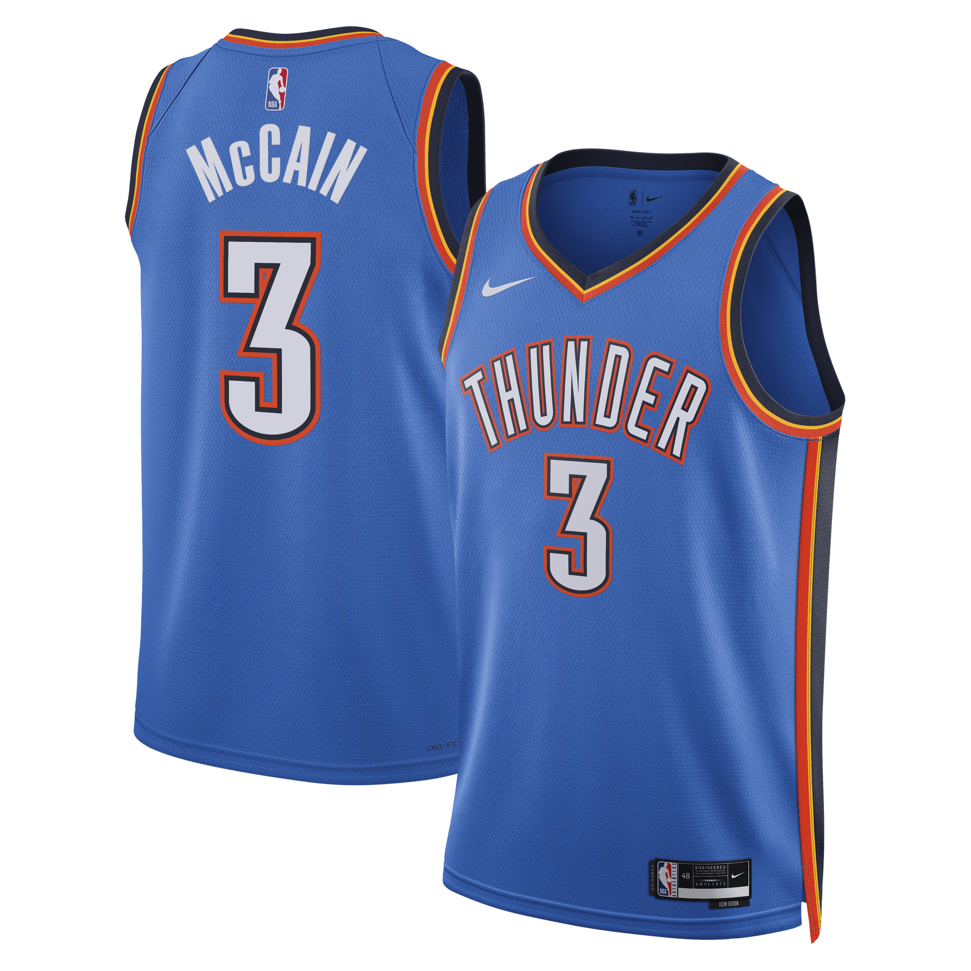 Oklahoma City Thunder Nike Icon Edition Swingman Jersey - Blue - Jared McCain - Unisex NBA Team Jersey Basketball Fan Apparel