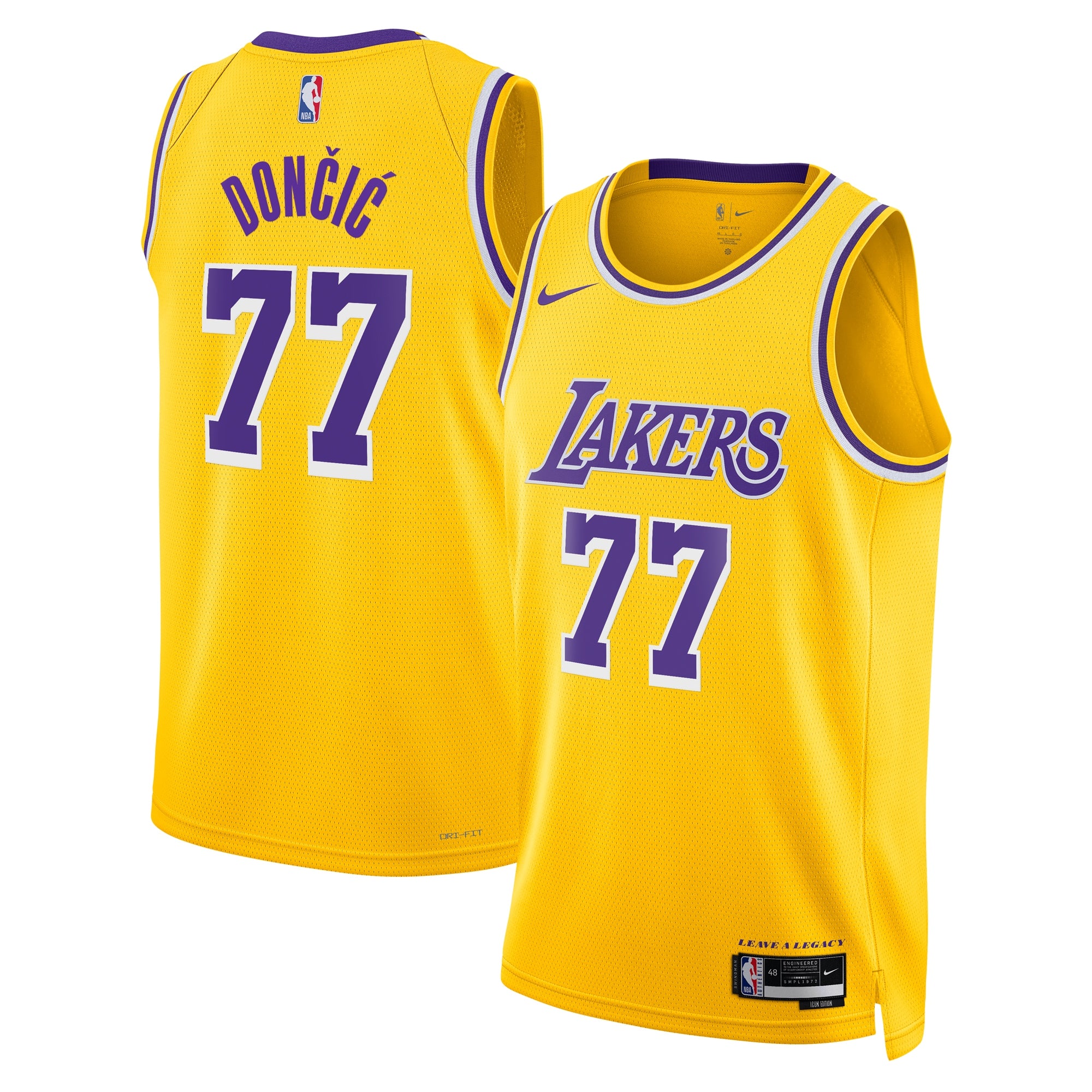 Los Angeles Lakers Nike Icon Edition Swingman Jersey - Gold - Luka Dončić - Unisex NBA Team Jersey Basketball Fan Apparel