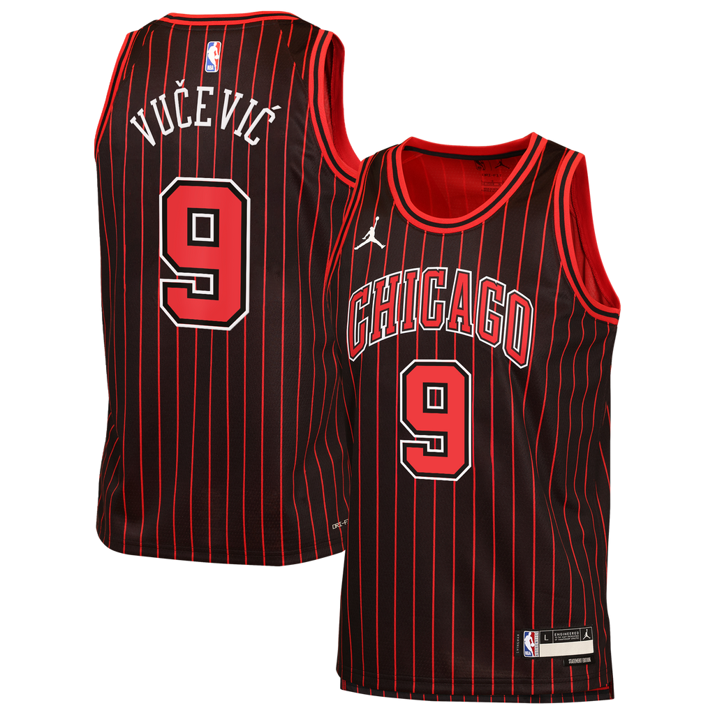 Chicago Bulls Jordan Brand Statement Edition Jersey - Black - Nikola Vučević - Youth NBA Team Jersey Basketball Fan Apparel