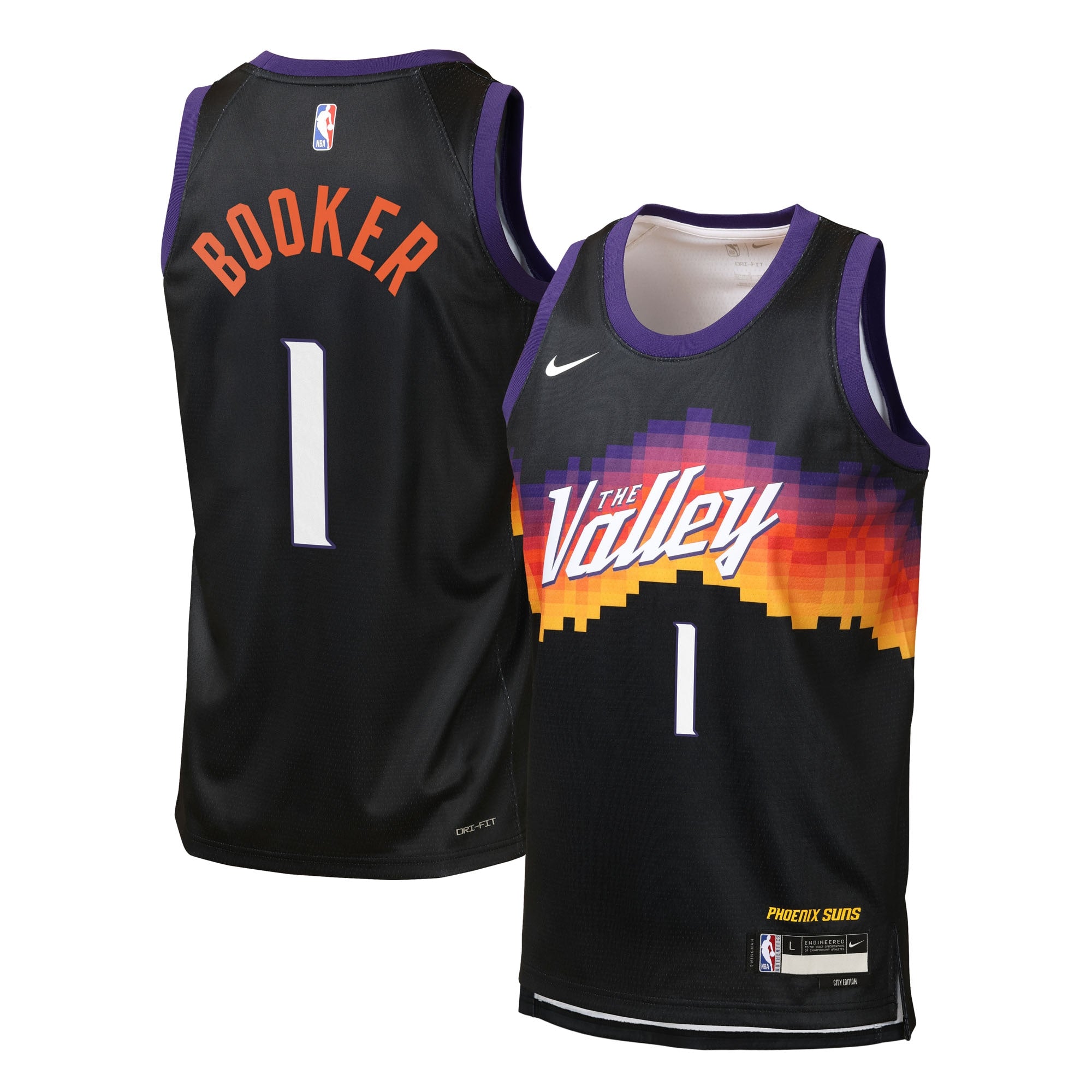 Phoenix Suns Nike 2025/26 City Edition Swingman Jersey - Black - Devin Booker - Youth NBA Team Jersey Basketball Fan Apparel