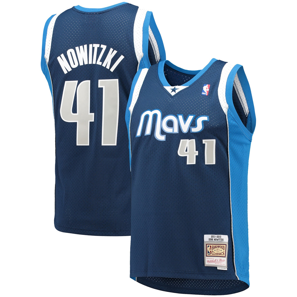 Dallas Mavericks Mitchell & Ness Dirk Nowitzki 2011/12 Hardwood Classics Swingman Jersey - Navy - Men's NBA Team Jersey Basketball Fan Apparel