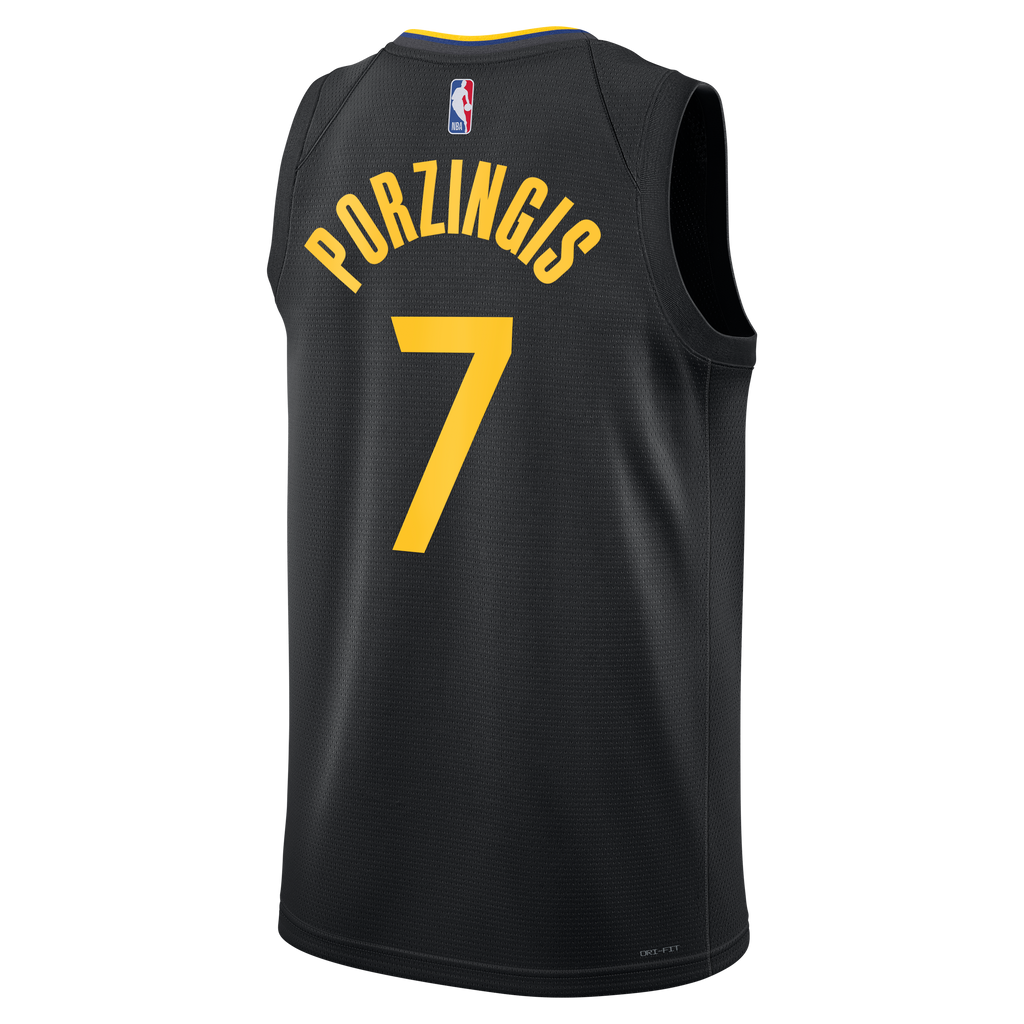 Golden State Warriors Jordan Brand 2024/25 Statement Edition Swingman Jersey - Black - Kristaps Porziņģis - Unisex NBA Team Jersey Basketball Fan Appa