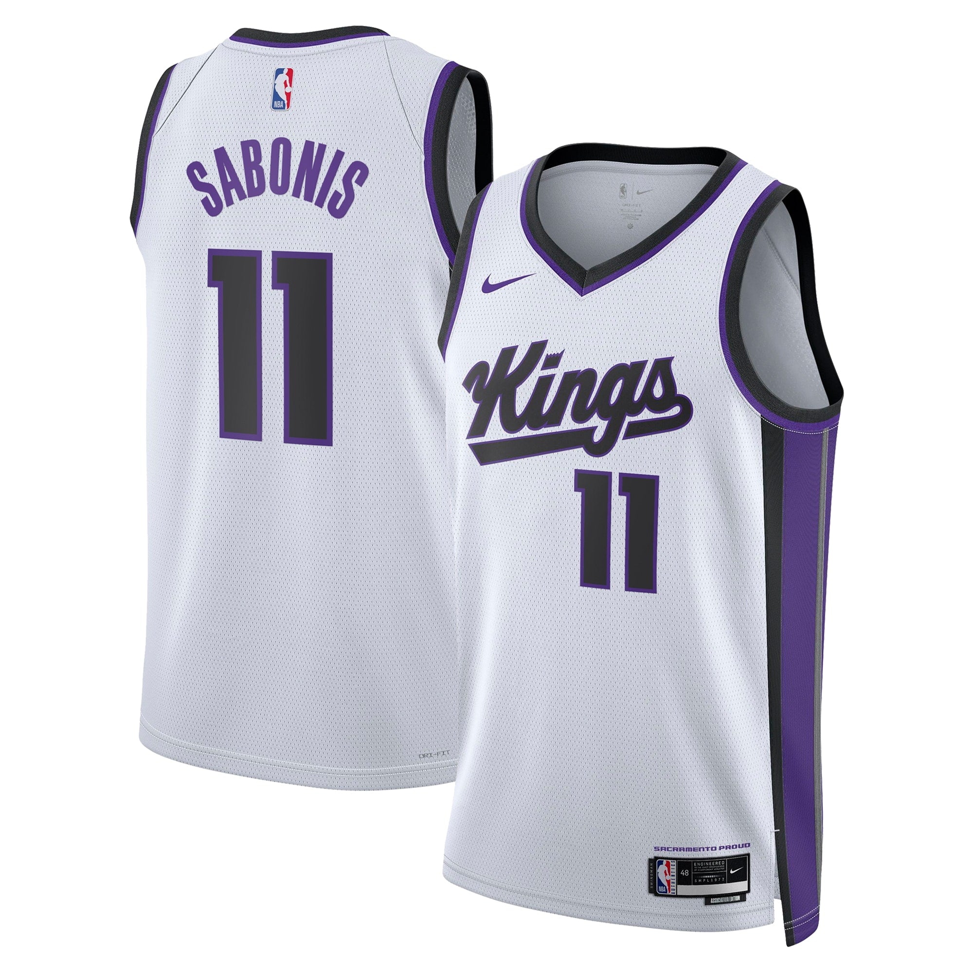 Sacramento Kings Nike Association Edition Swingman Jersey - White - Domantas Sabonis - Unisex NBA Team Jersey Basketball Fan Apparel