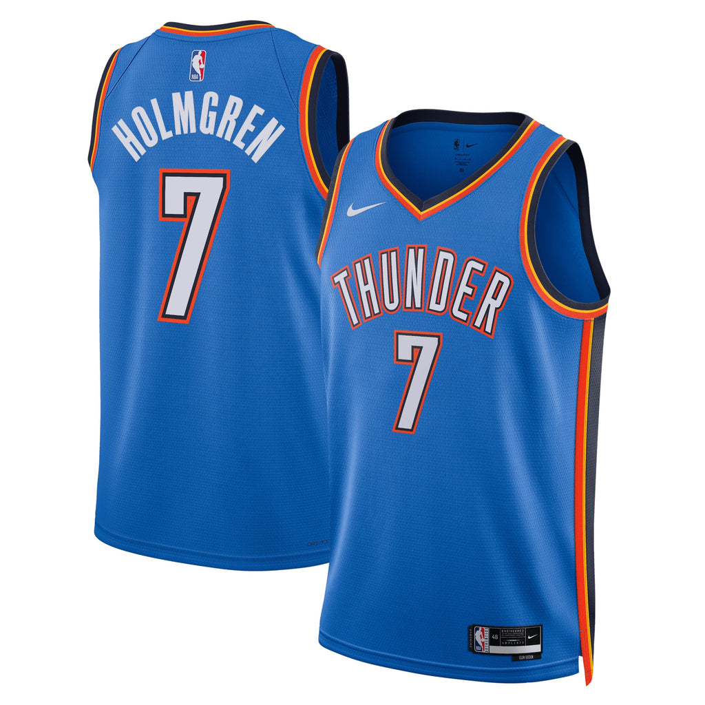 Oklahoma City Thunder Nike Icon Edition Swingman Jersey - Blue - Chet Holmgren - Unisex NBA Team Jersey Basketball Fan Apparel