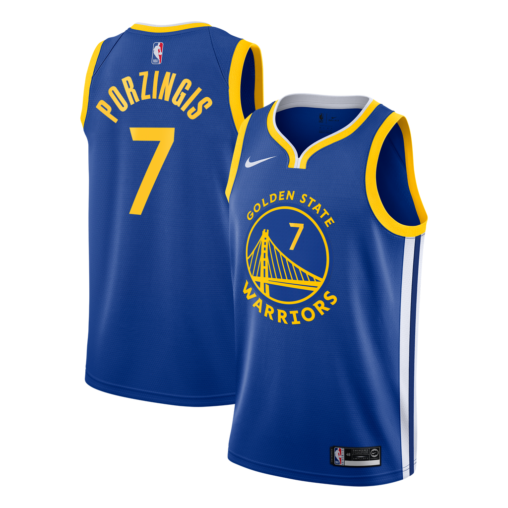 Golden State Warriors Nike Icon Edition Swingman Jersey - Royal - Kristaps Porziņģis - Youth NBA Team Jersey Basketball Fan Apparel