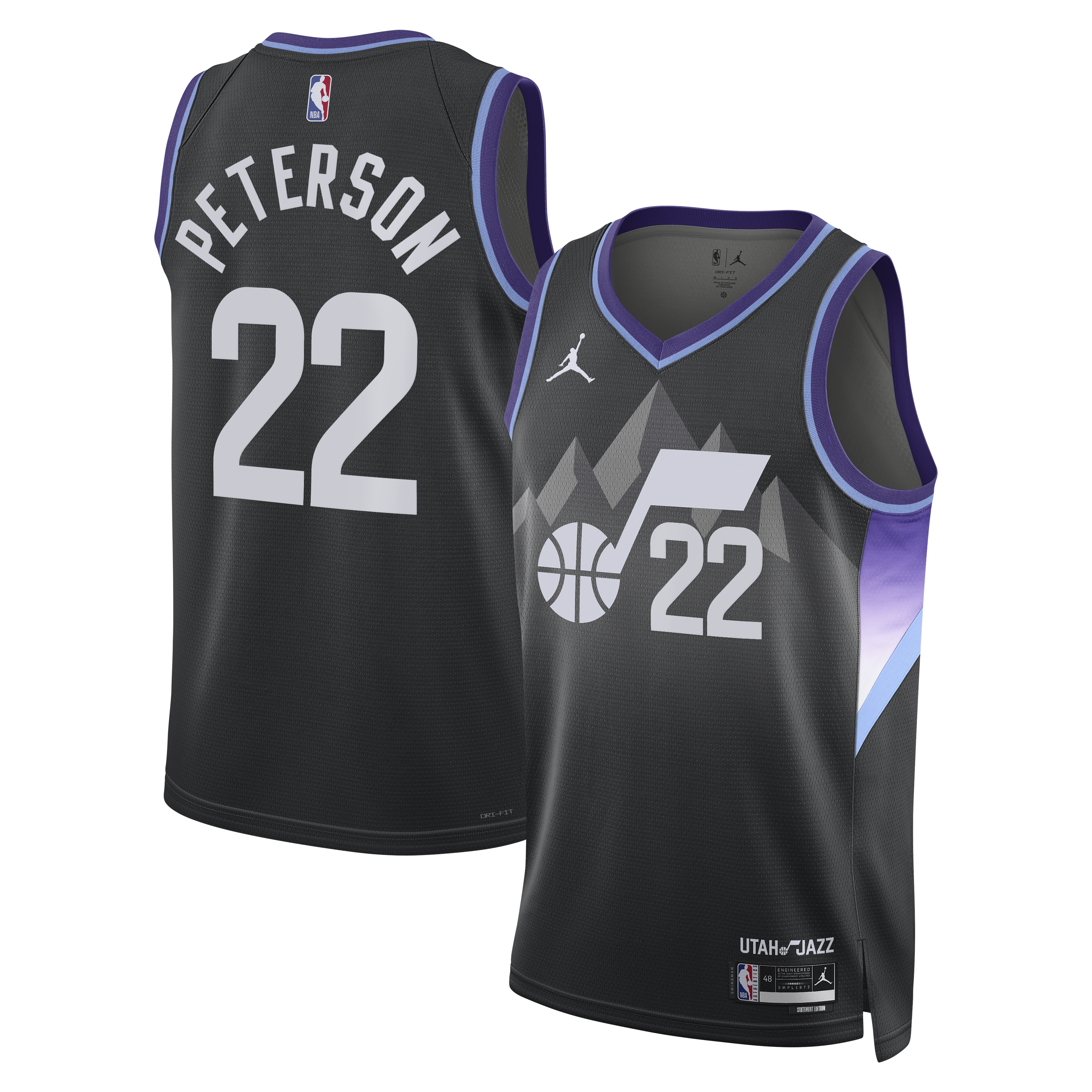 Utah Jazz Jordan Brand Statement Edition Swingman Jersey - Black - Darryn Peterson - Men's NBA Team Jersey Basketball Fan Apparel