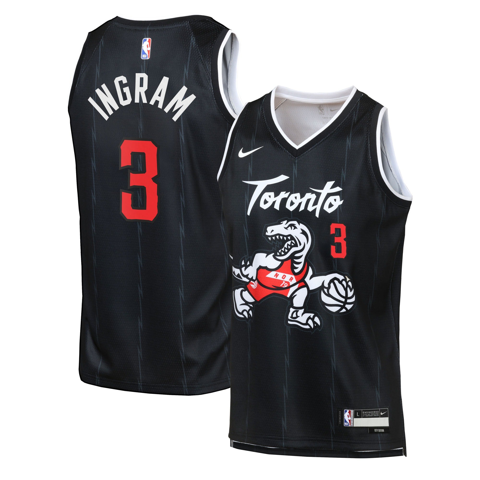 Toronto Raptors Nike 2025/26 City Edition Swingman Jersey - Black - Brandon Ingram - Youth NBA Team Jersey Basketball Fan Apparel