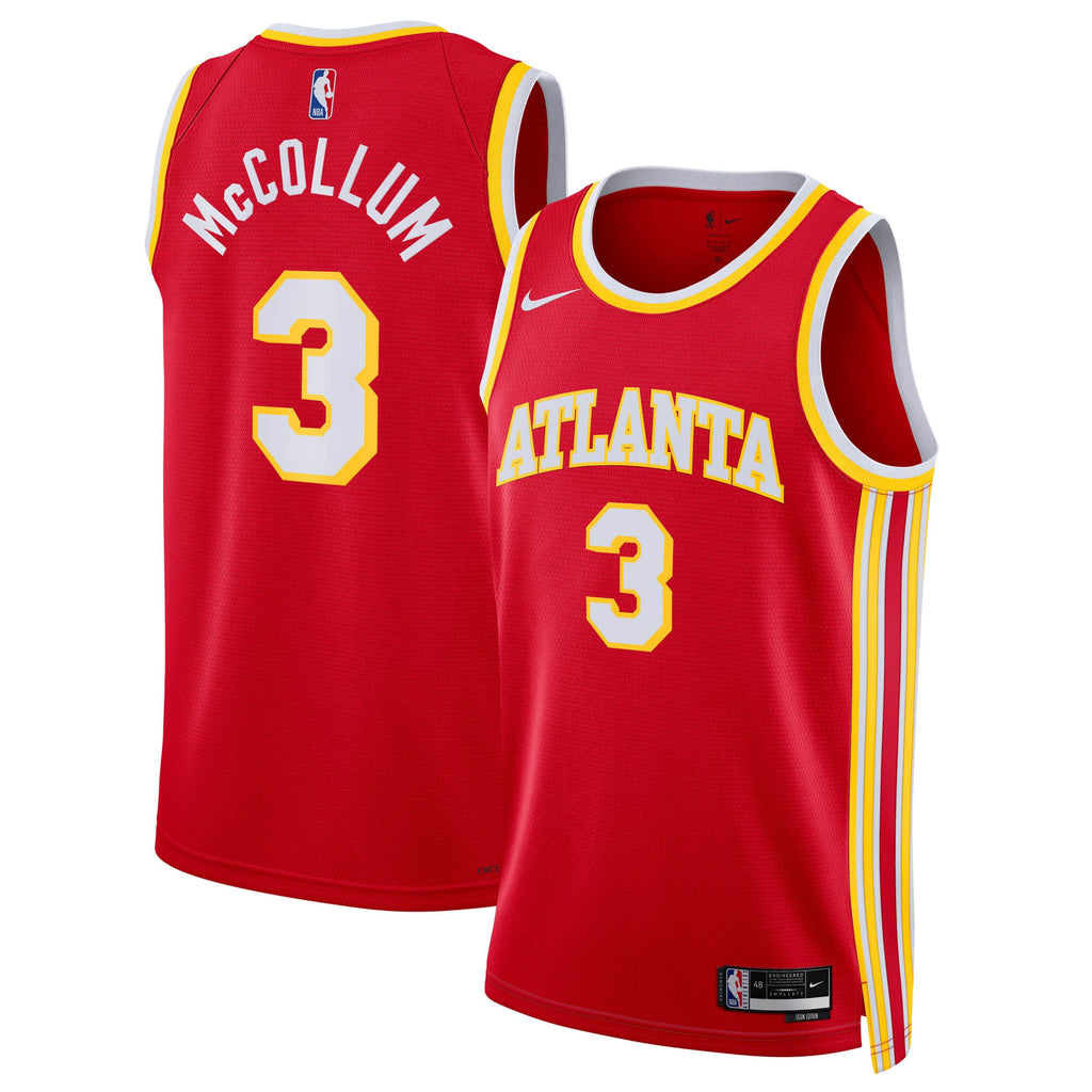 Atlanta Hawks Nike Icon Edition Swingman Jersey - Red - CJ McCollum - Unisex NBA Team Jersey Basketball Fan Apparel