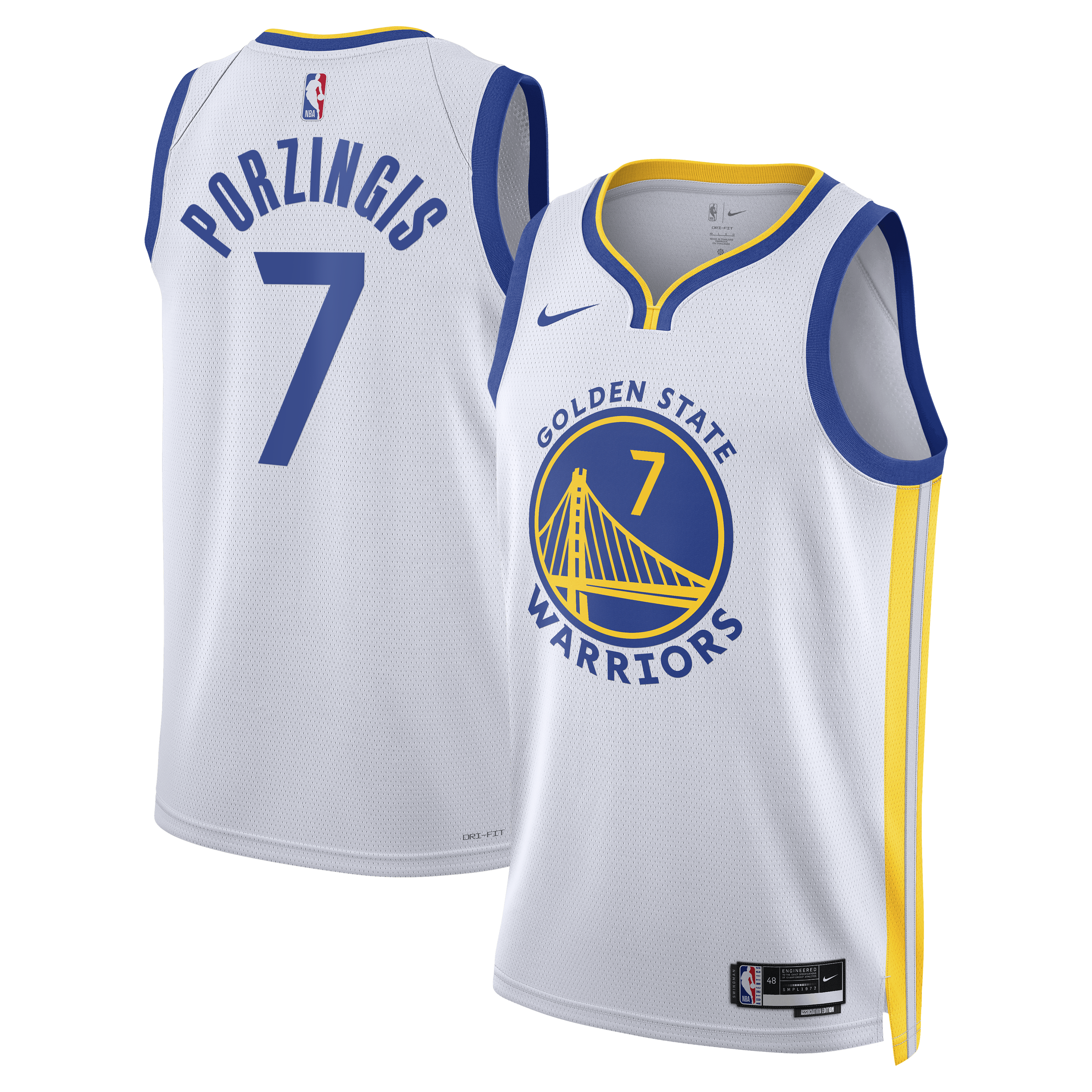 Golden State Warriors Nike Association Edition Swingman Jersey - White - Kristaps Porziņģis - Unisex NBA Team Jersey Basketball Fan Apparel
