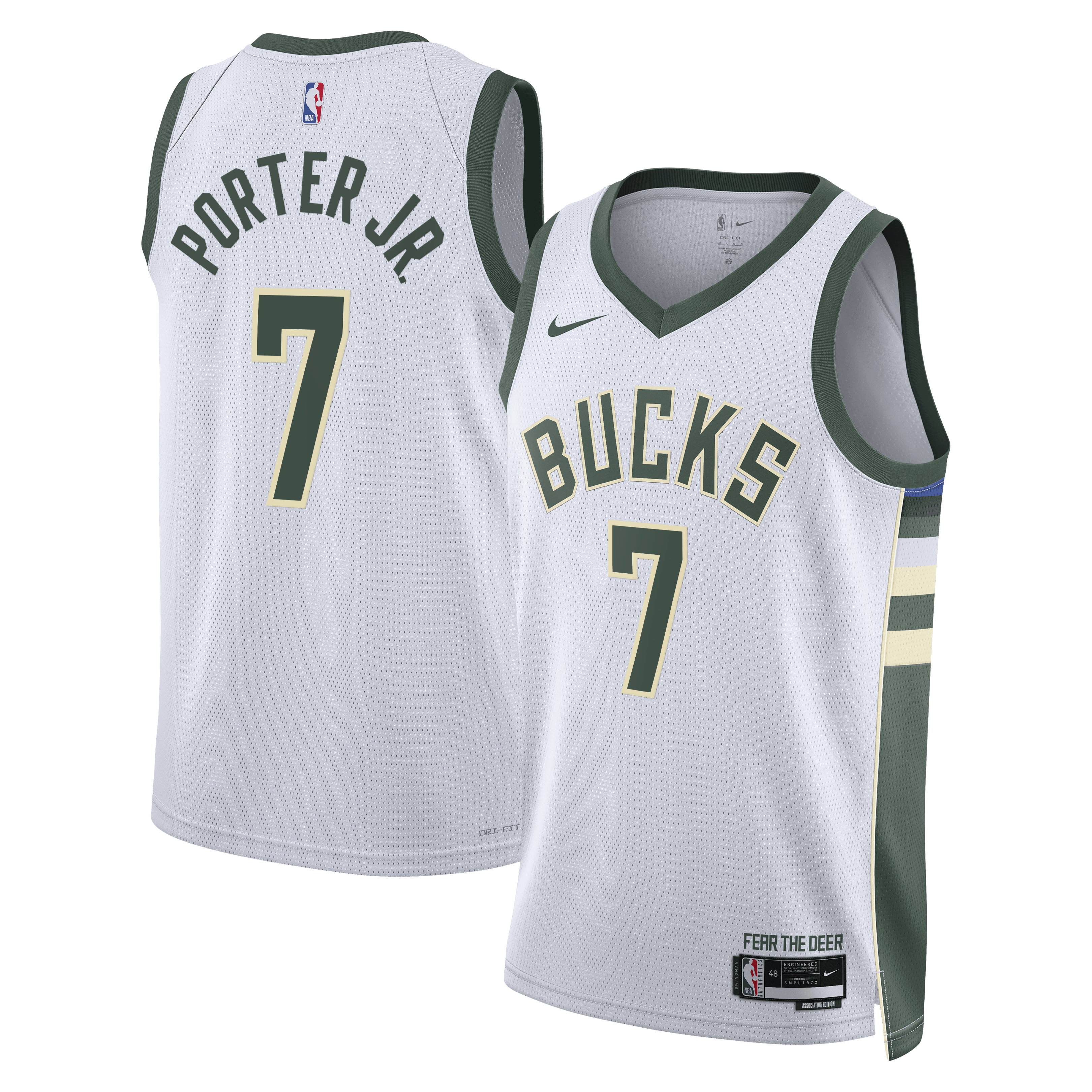 Milwaukee Bucks Nike Association Edition Swingman Jersey - White - Kevin Porter Jr. - Unisex NBA Team Jersey Basketball Fan Apparel