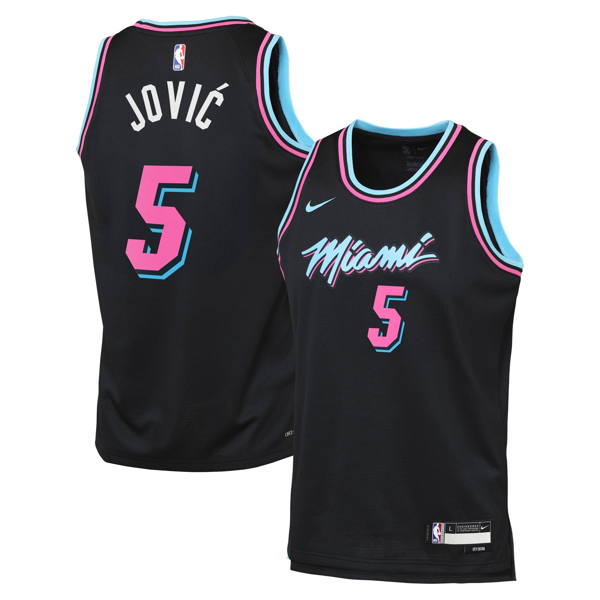 Miami Heat Nike 2025/26 City Edition Swingman Jersey - Black - Nikola Jović - Youth NBA Team Jersey Basketball Fan Apparel