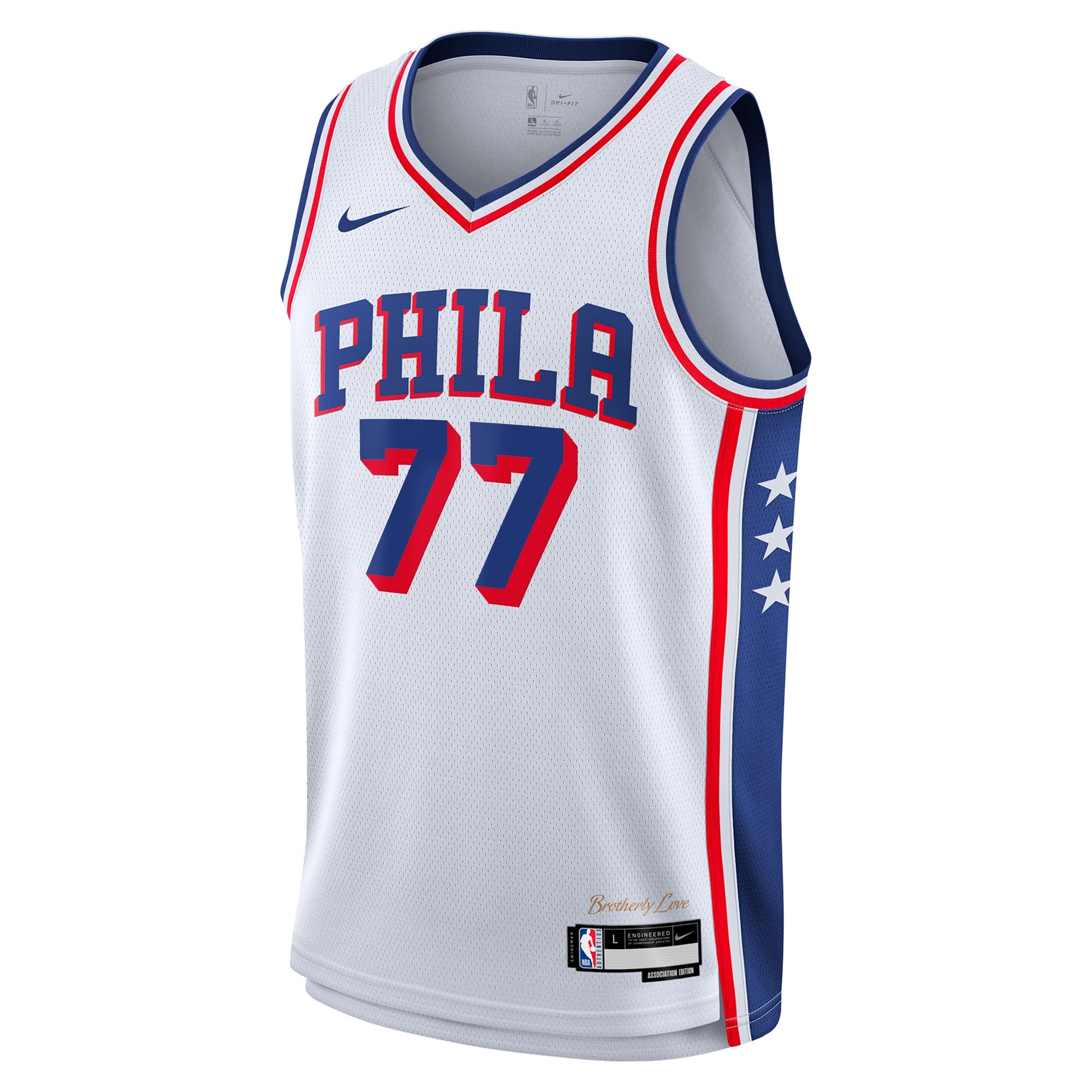 Philadelphia 76ers Nike Association Edition Swingman Jersey - White - VJ Edgecombe - Youth NBA Team Jersey Basketball Fan Apparel