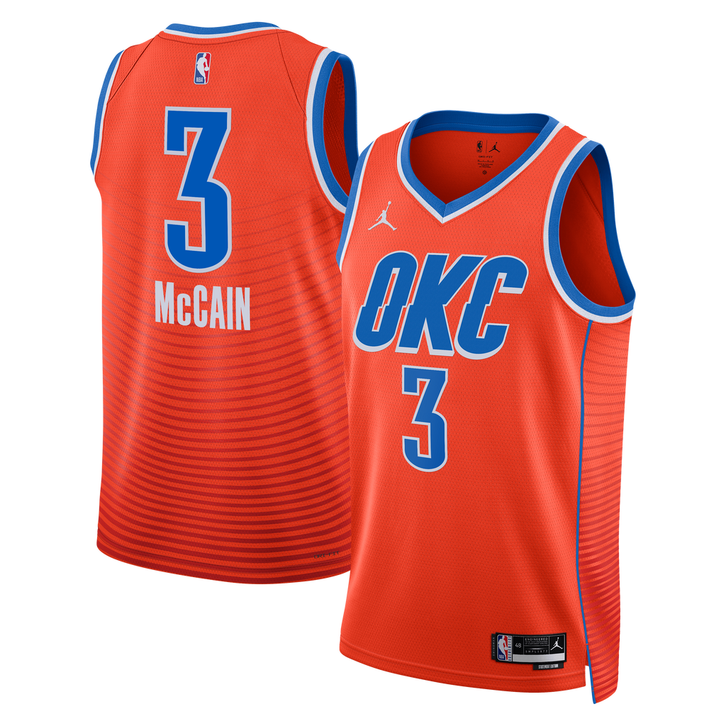 Oklahoma City Thunder Jordan Brand Statement Edition Swingman Jersey - Orange - Jared McCain - Unisex NBA Team Jersey Basketball Fan Apparel