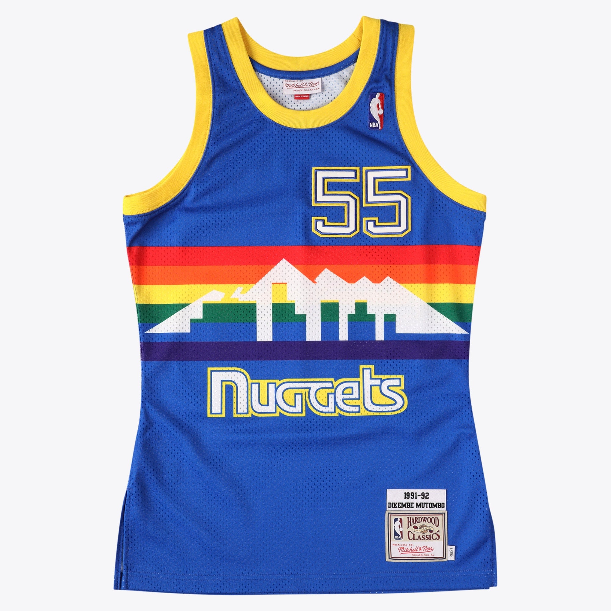 Denver Nuggets Mitchell & Ness Dikembe Mutombo Authentic Jersey - Royal Blue NBA Team Jersey Basketball Fan Apparel