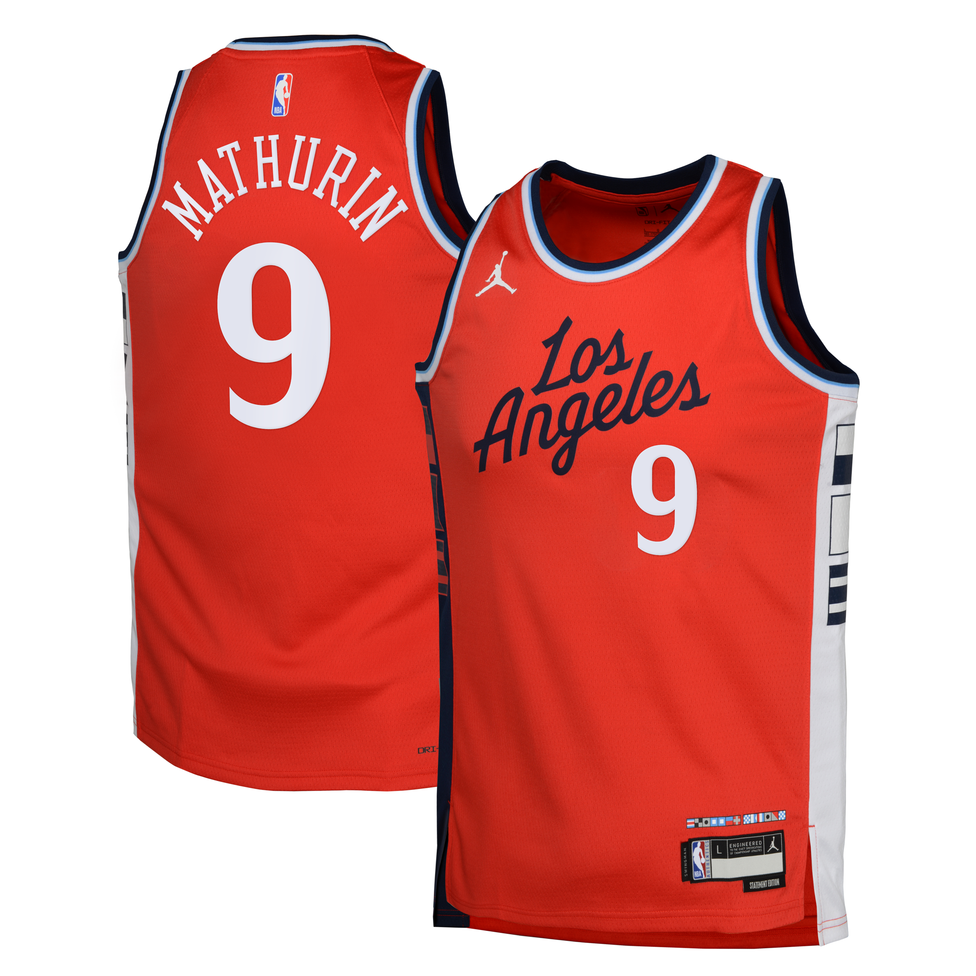 LA Clippers Jordan Brand Statement Edition Swingman Jersey - Red - Bennedict Mathurin - Youth NBA Team Jersey Basketball Fan Apparel