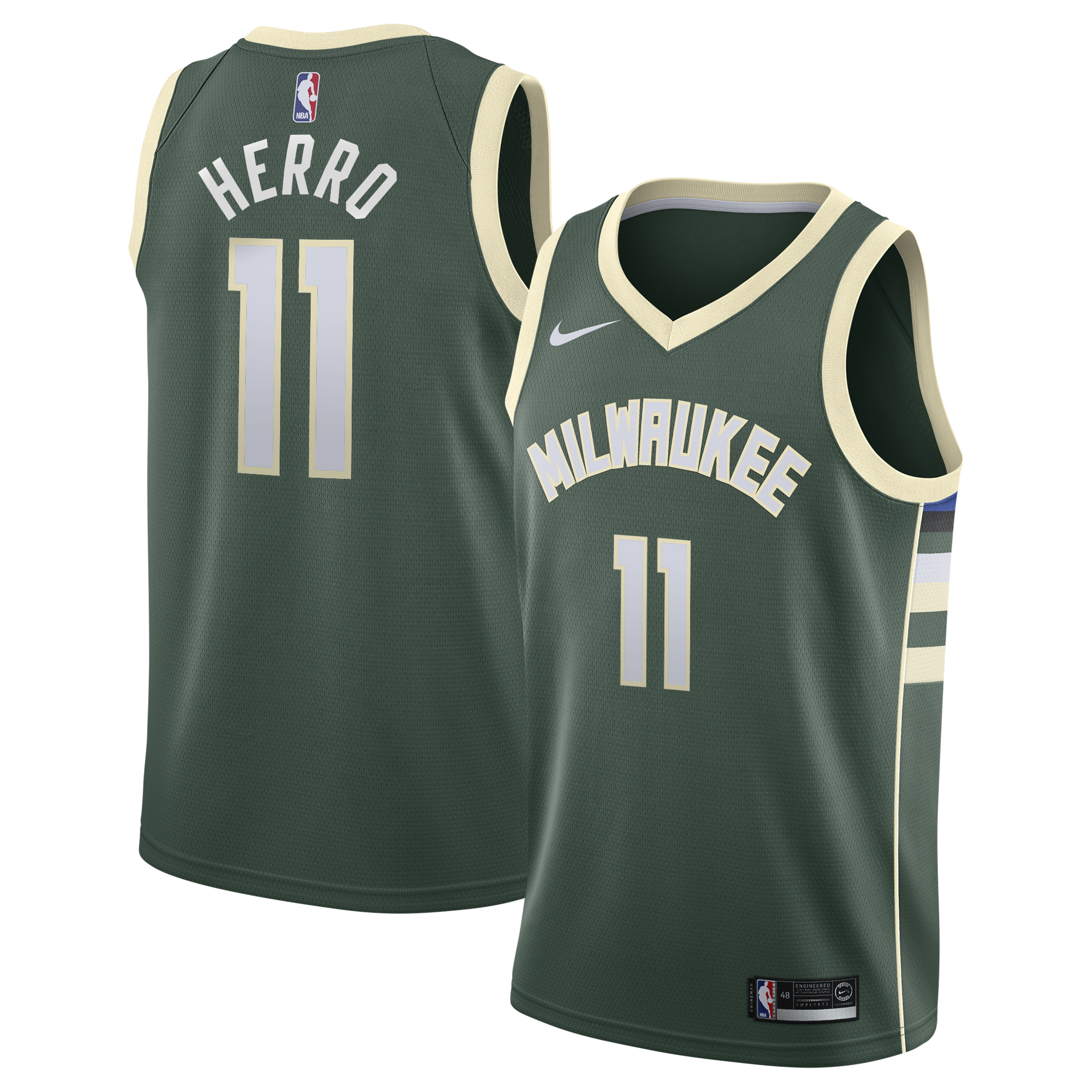 Milwaukee Bucks Nike Icon Edition Swingman Jersey - Hunter Green - Tyler Herro - Youth NBA Team Jersey Basketball Fan Apparel