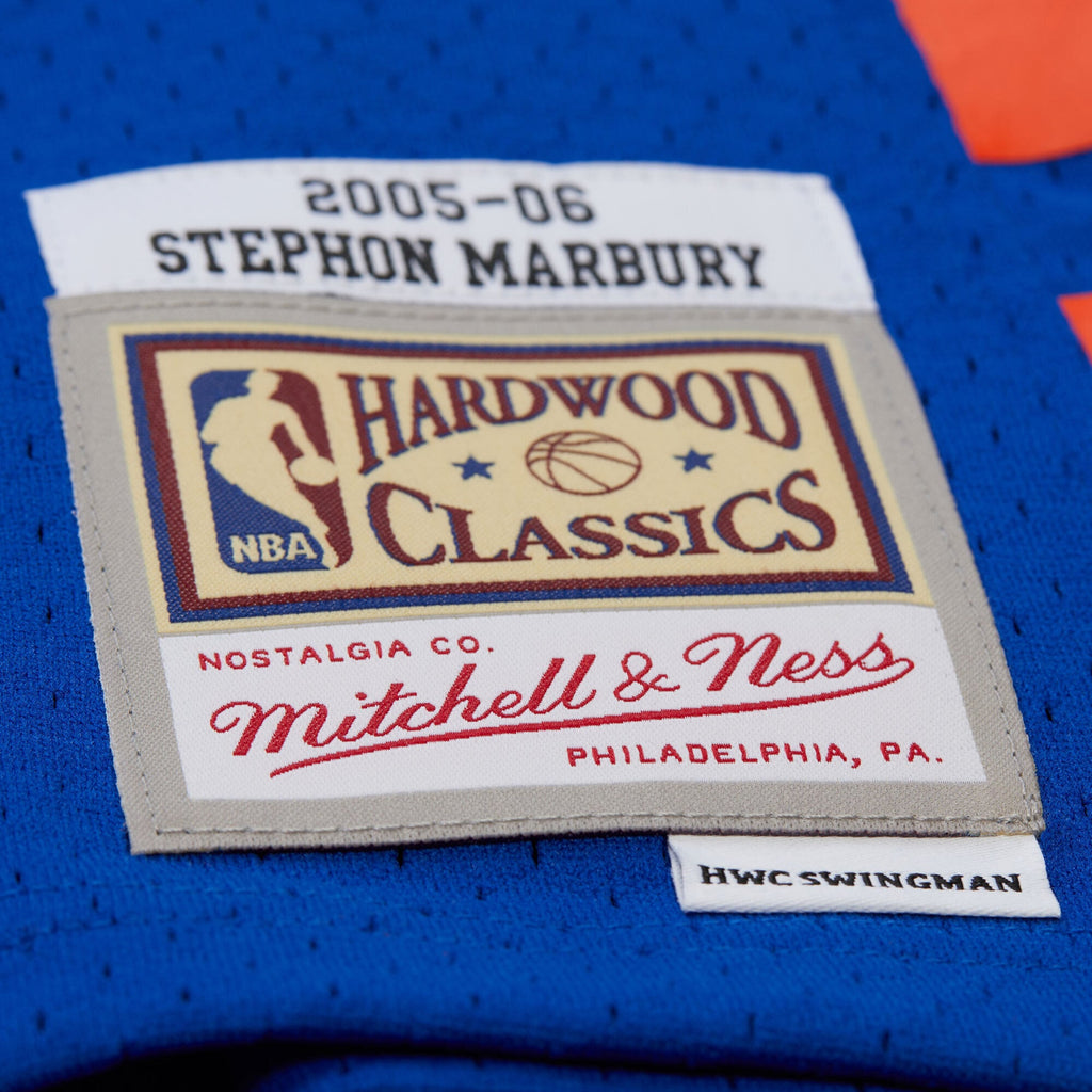 New York Knicks Mitchell & Ness Stephon Marbury 2005/06 Hardwood Classics Swingman Jersey - Blue - Men's NBA Team Jersey Basketball Fan Apparel
