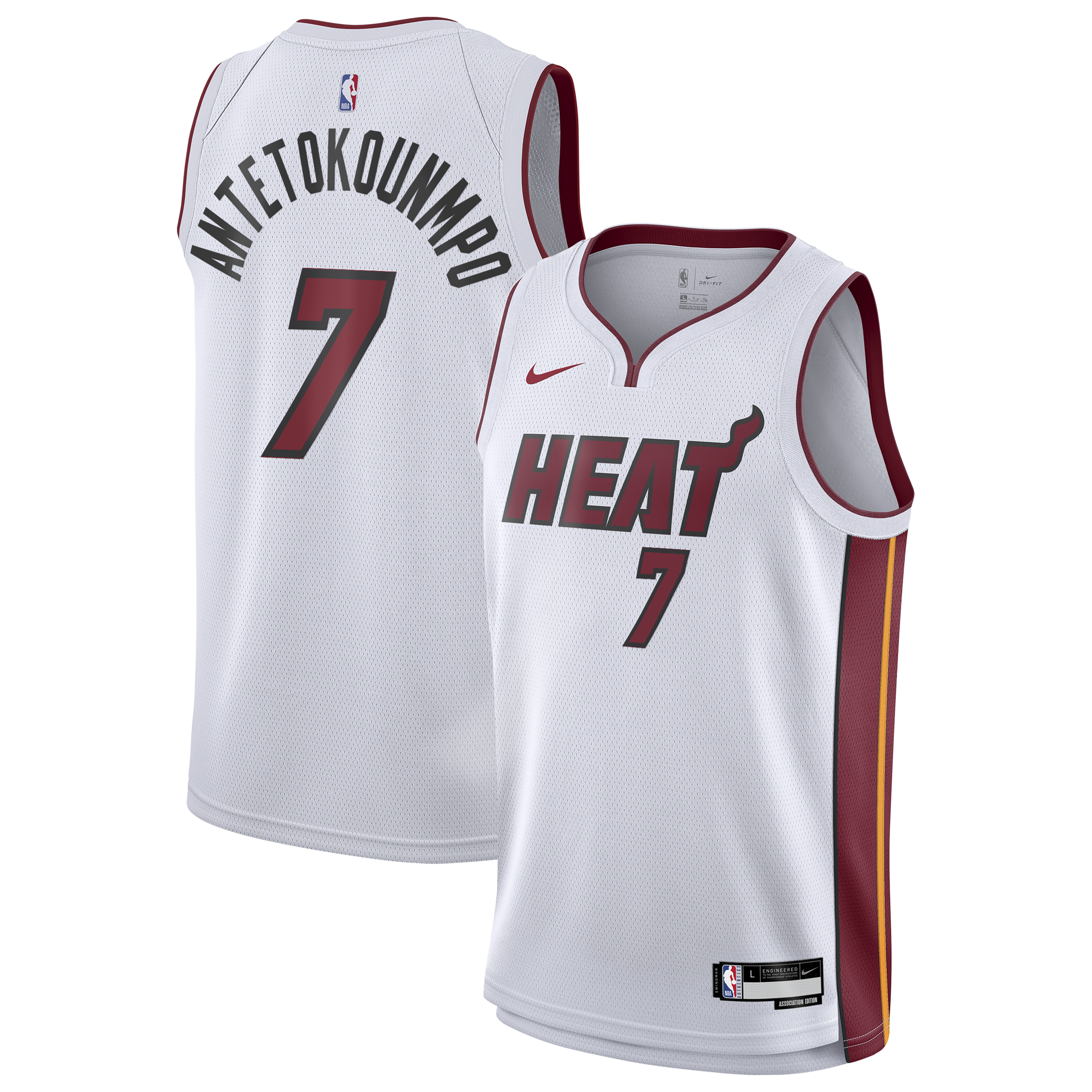 Miami Heat Nike Association Edition Swingman Jersey - White - Giannis Antetokounmpo - Youth NBA Team Jersey Basketball Fan Apparel