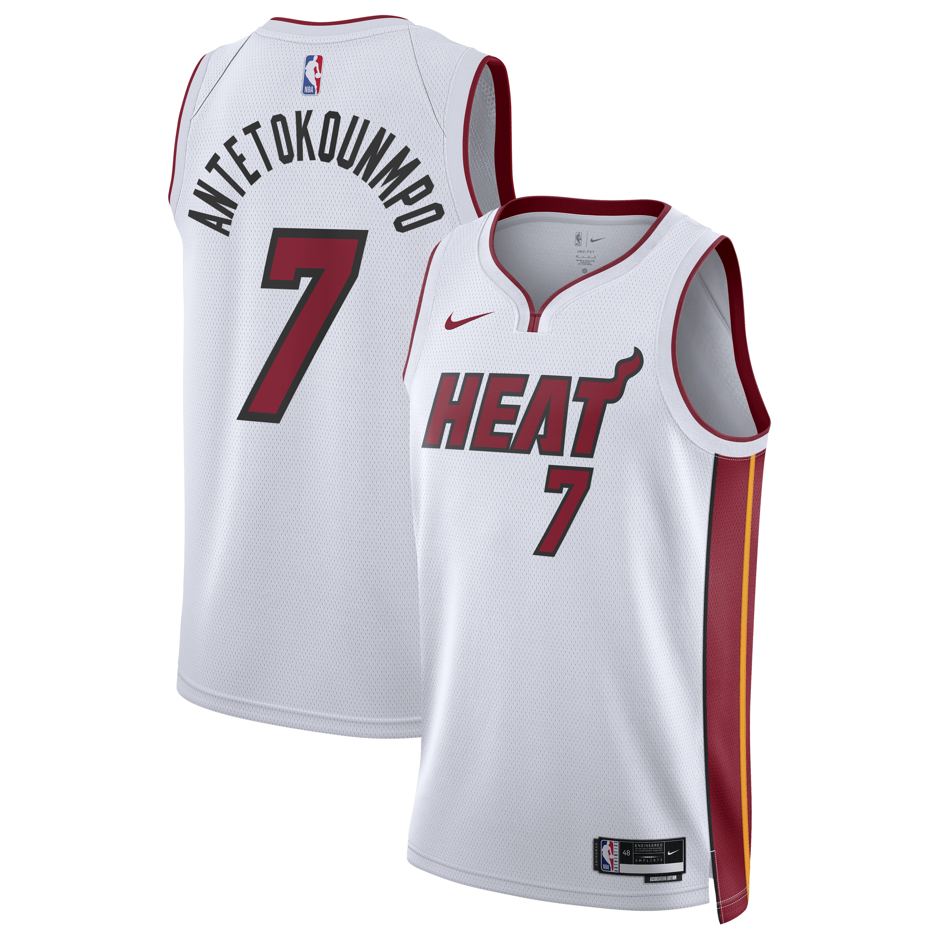 Miami Heat Nike Association Edition Swingman Jersey - White - Giannis Antetokounmpo - Unisex NBA Team Jersey Basketball Fan Apparel